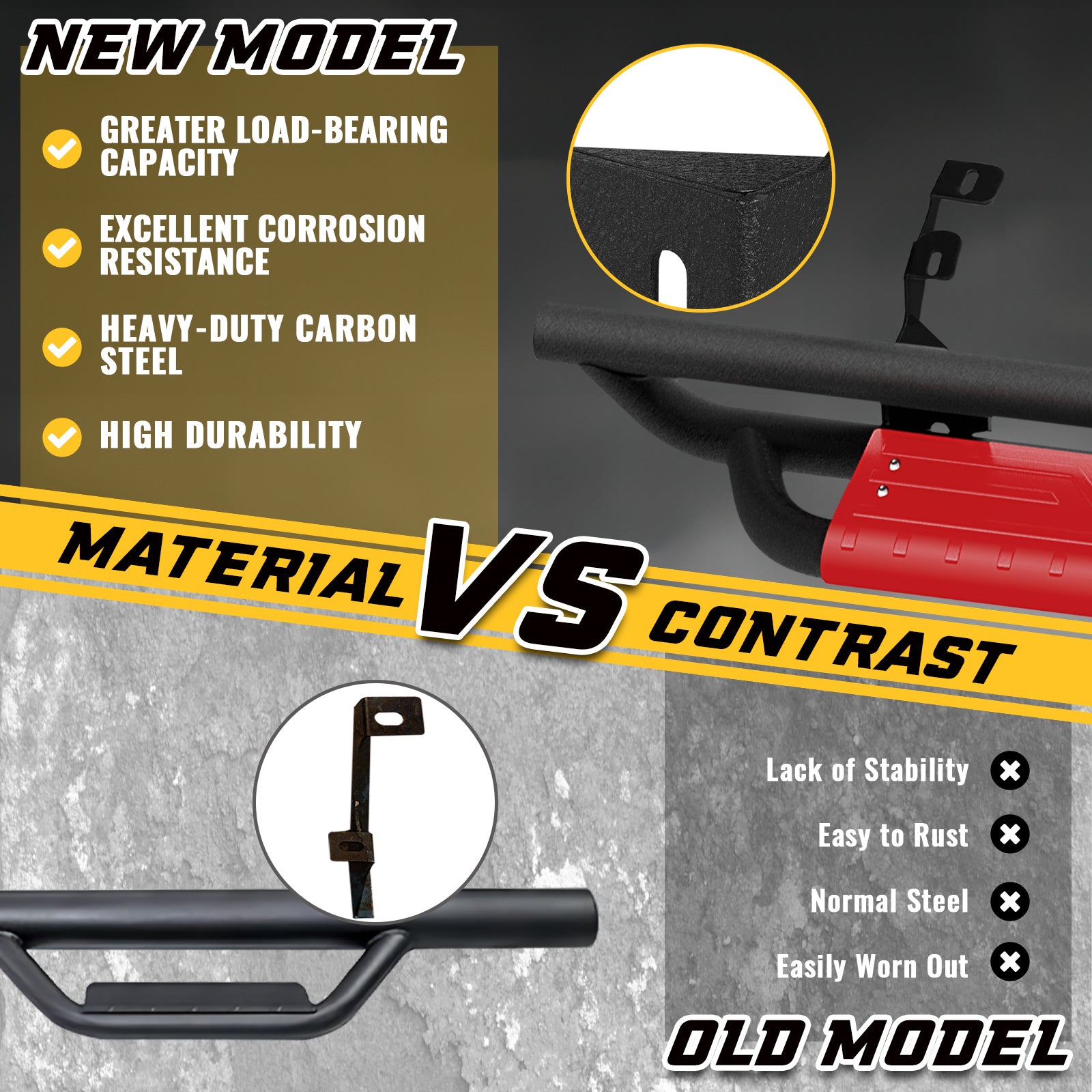 Comparison between sanooer Running Boards and old Running Boards