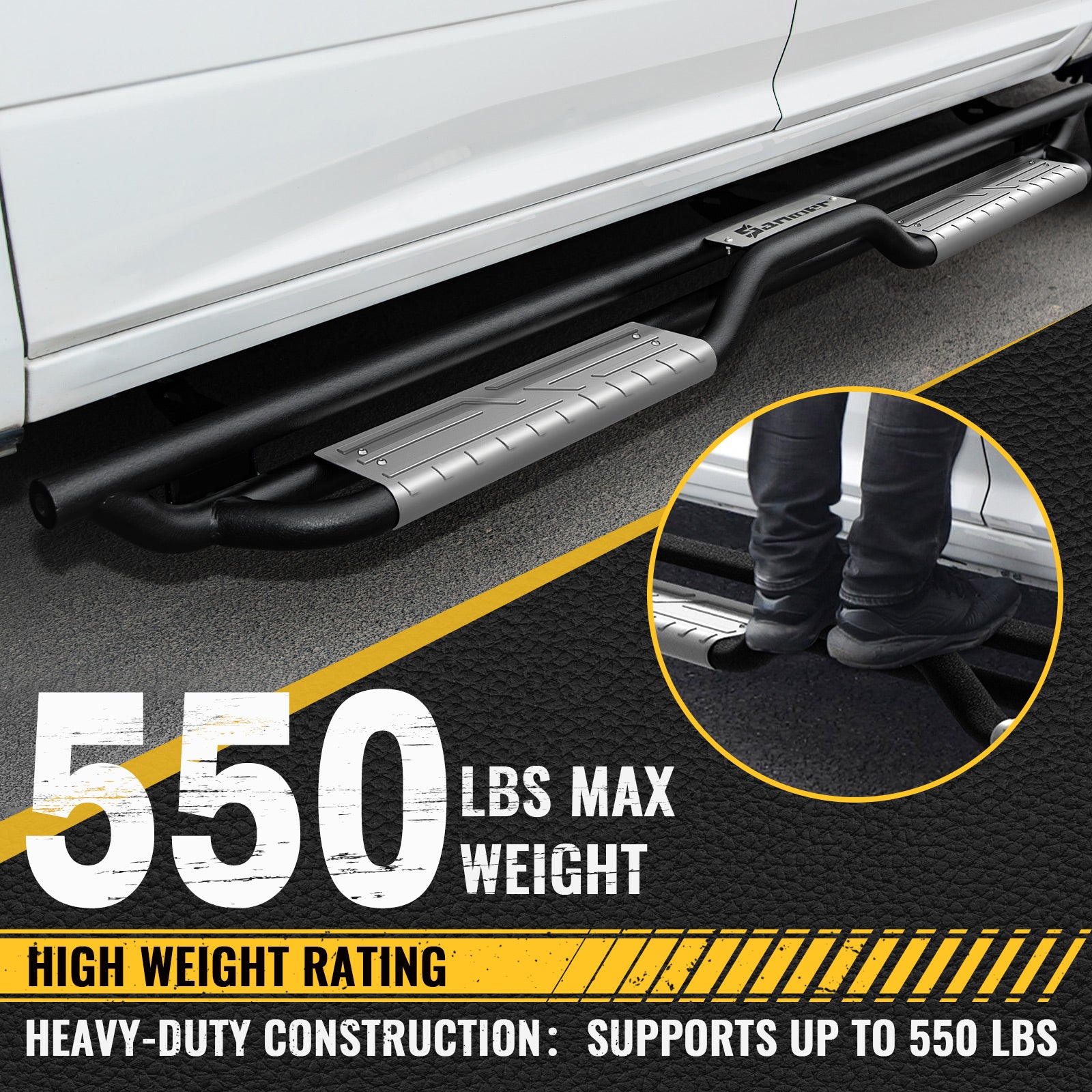 sanooer Running Boards Supports up to 550 LBS