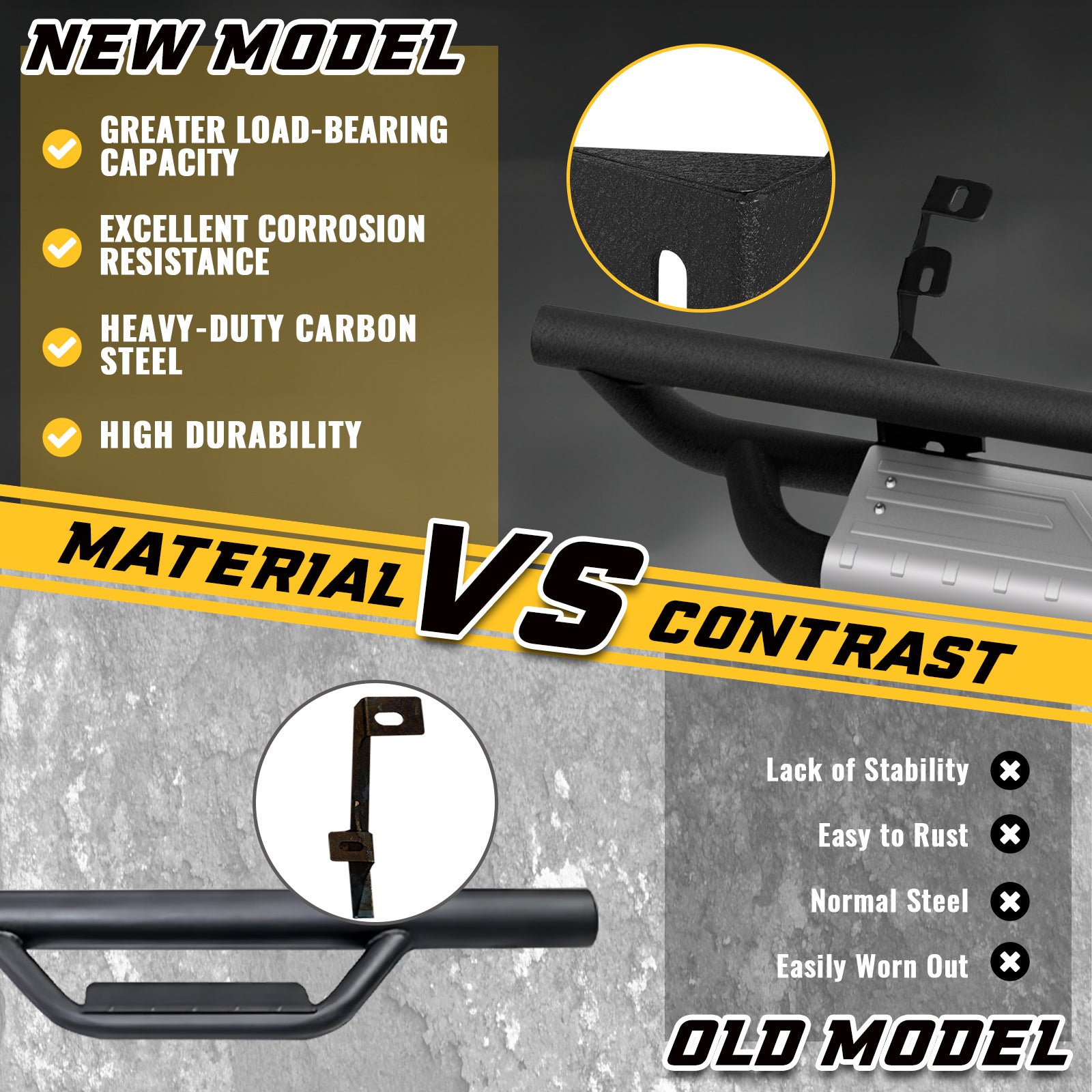 Comparison between sanooer Running Boards and old Running Boards