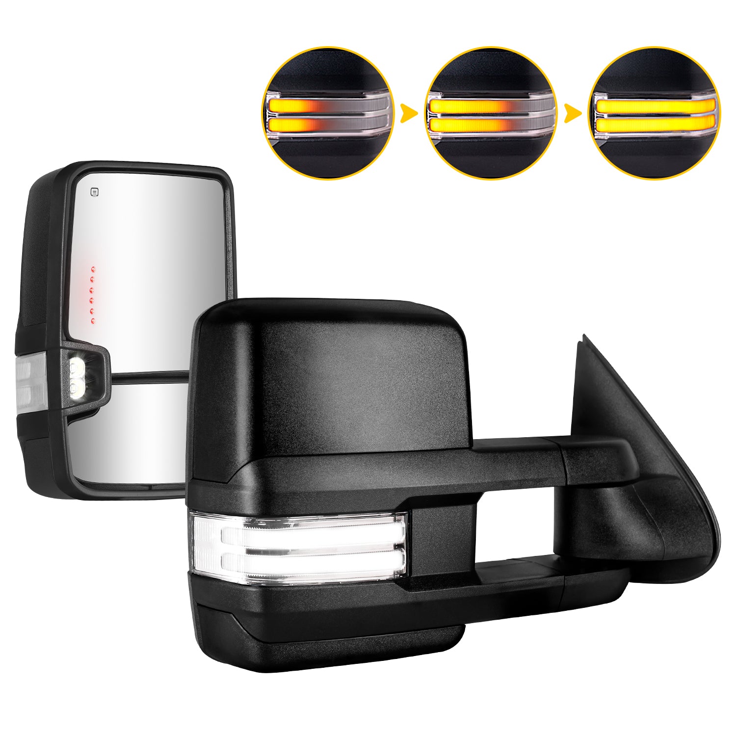 Sanooer 2003-2007 Silverado Sierra Towing Mirrors Chrome Inside