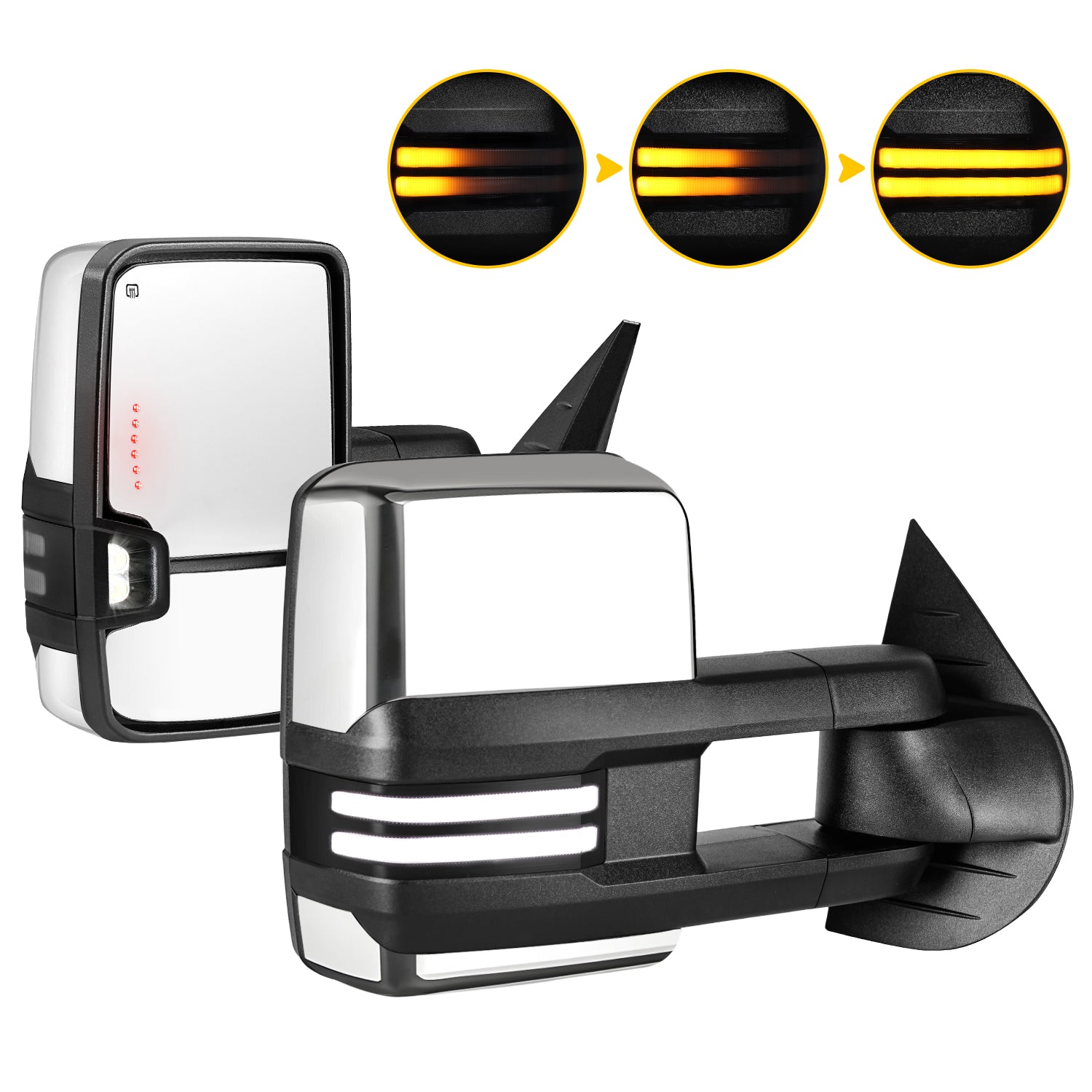 Sanooer 2007-2013 Chevy Silverado GMC Sierra Chrome Switchback Towing Mirror