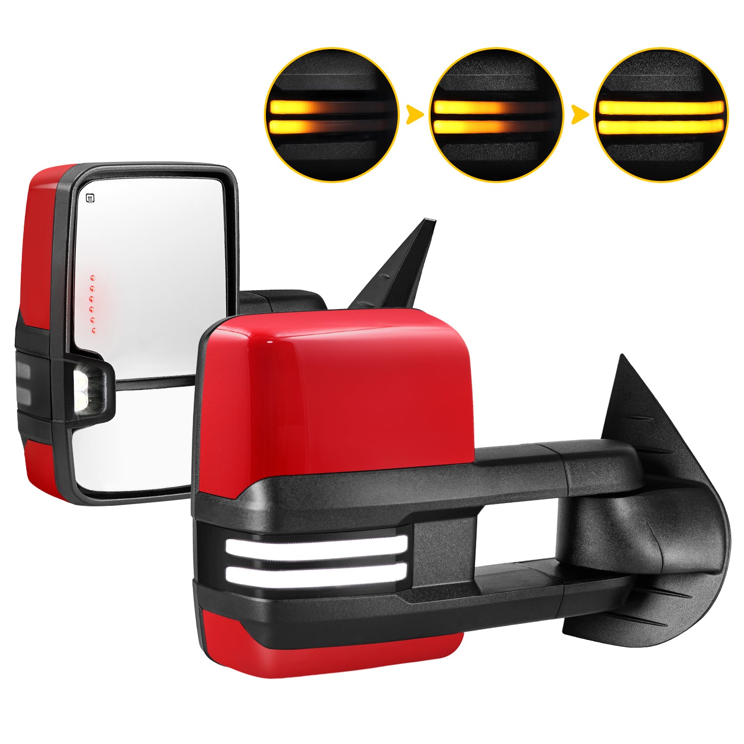 Sanooer 2007-2013 Chevy Silverado GMC Sierra Painted Red Switchback Towing Mirror