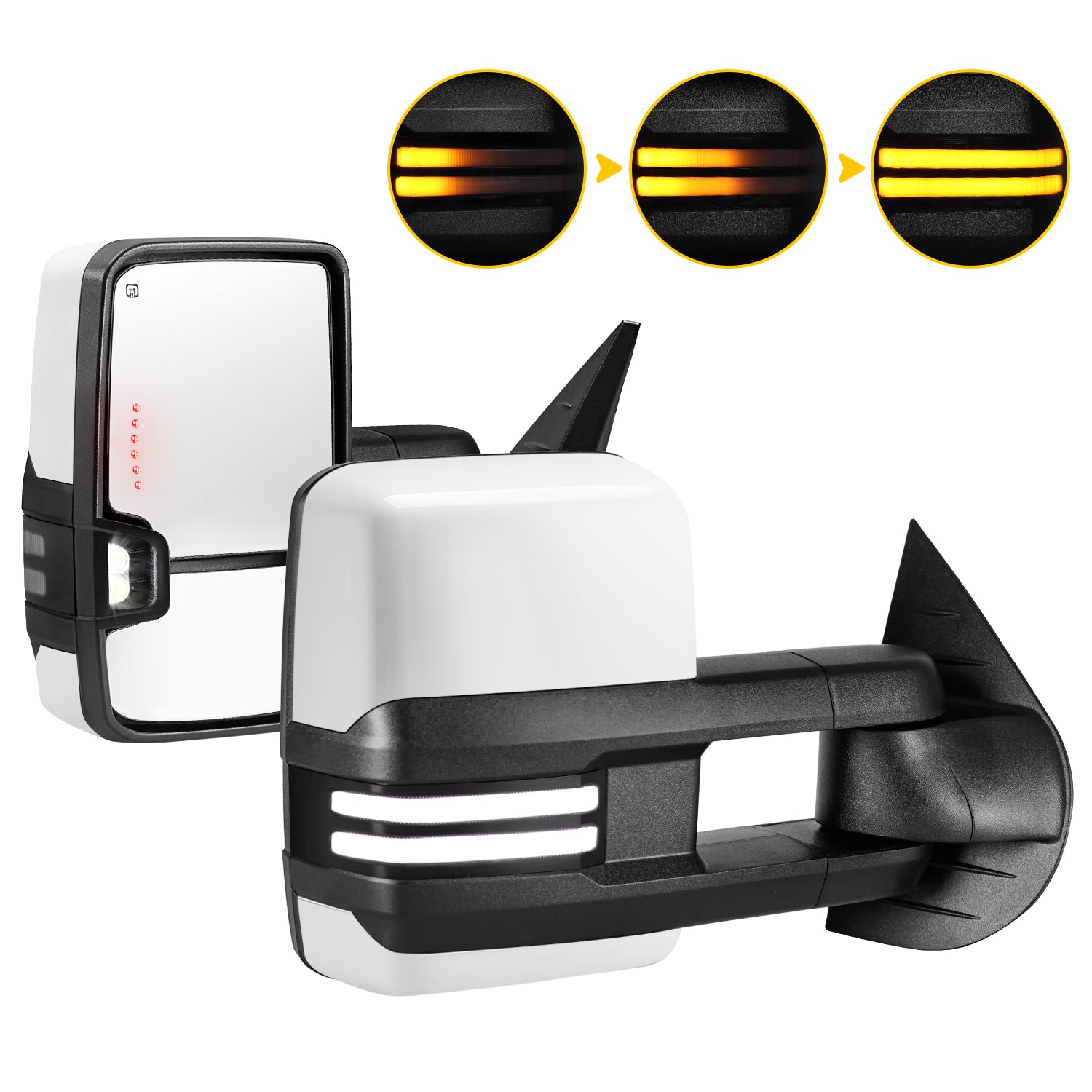 Sanooer 2007-2013 Chevy Silverado GMC Sierra Painted White Switchback Towing Mirror