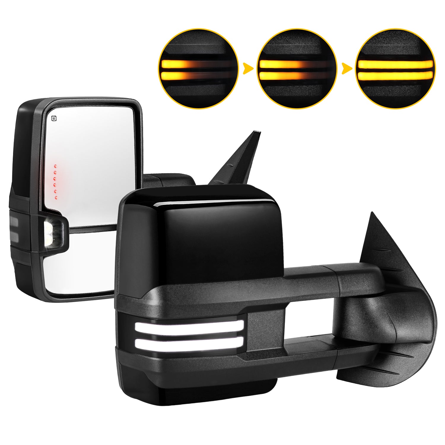 Sanooer 2007-2013 Chevy Silverado GMC Sierra Painted black Switchback Towing Mirror