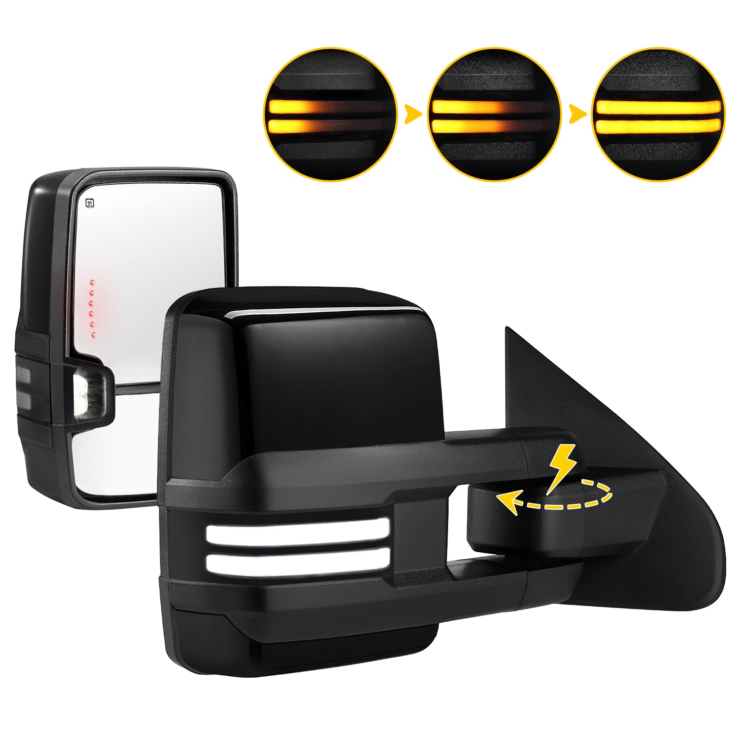Sanooer 2014-2019 CHEVY Silverado Carbon Fiber Pattern Switchback Power Folding Towing Mirror