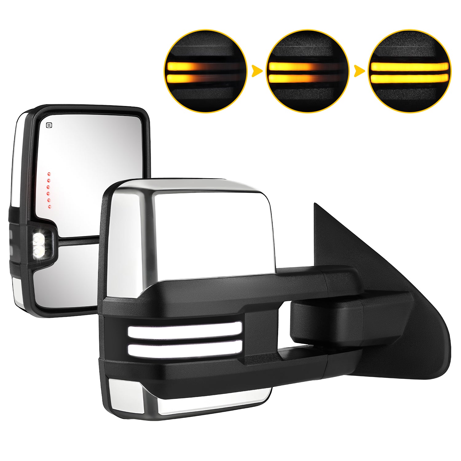 Sanooer 2014-2019 CHEVY Silverado Chrome Switchback Towing Mirror
