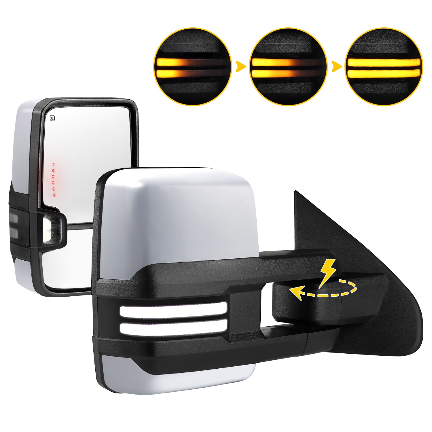 Sanooer 2014-2019 CHEVY Silverado Paint Silver Switchback Power Folding Towing Mirror