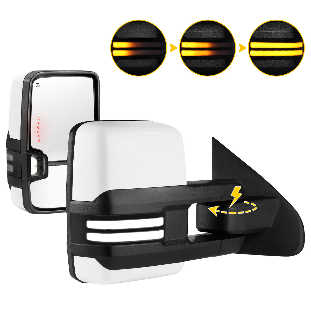 Sanooer 2014-2019 CHEVY Silverado Paint White Switchback Power Folding Towing Mirror