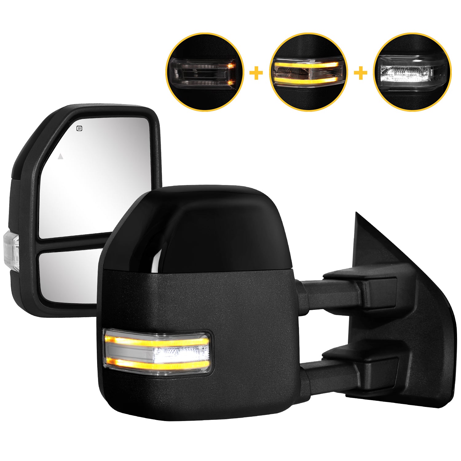 Sanooer 2021-2026 Ford F150 F250 Painted Black Towing Mirror