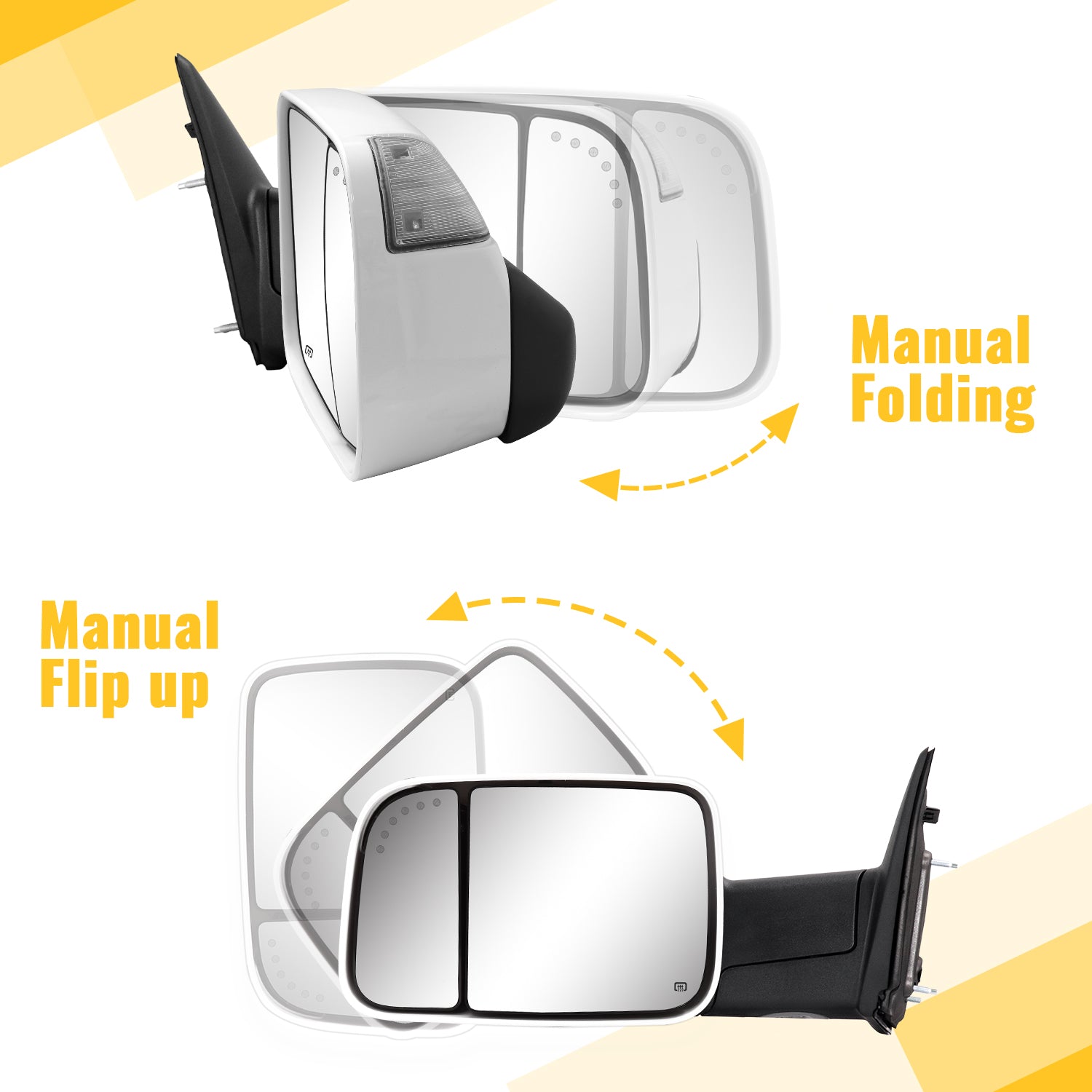 Sanooer 2009-2024 Ram 1500 2500 3500 Ram 1500 Classic Towing Mirrors-Multfunction Pair Set