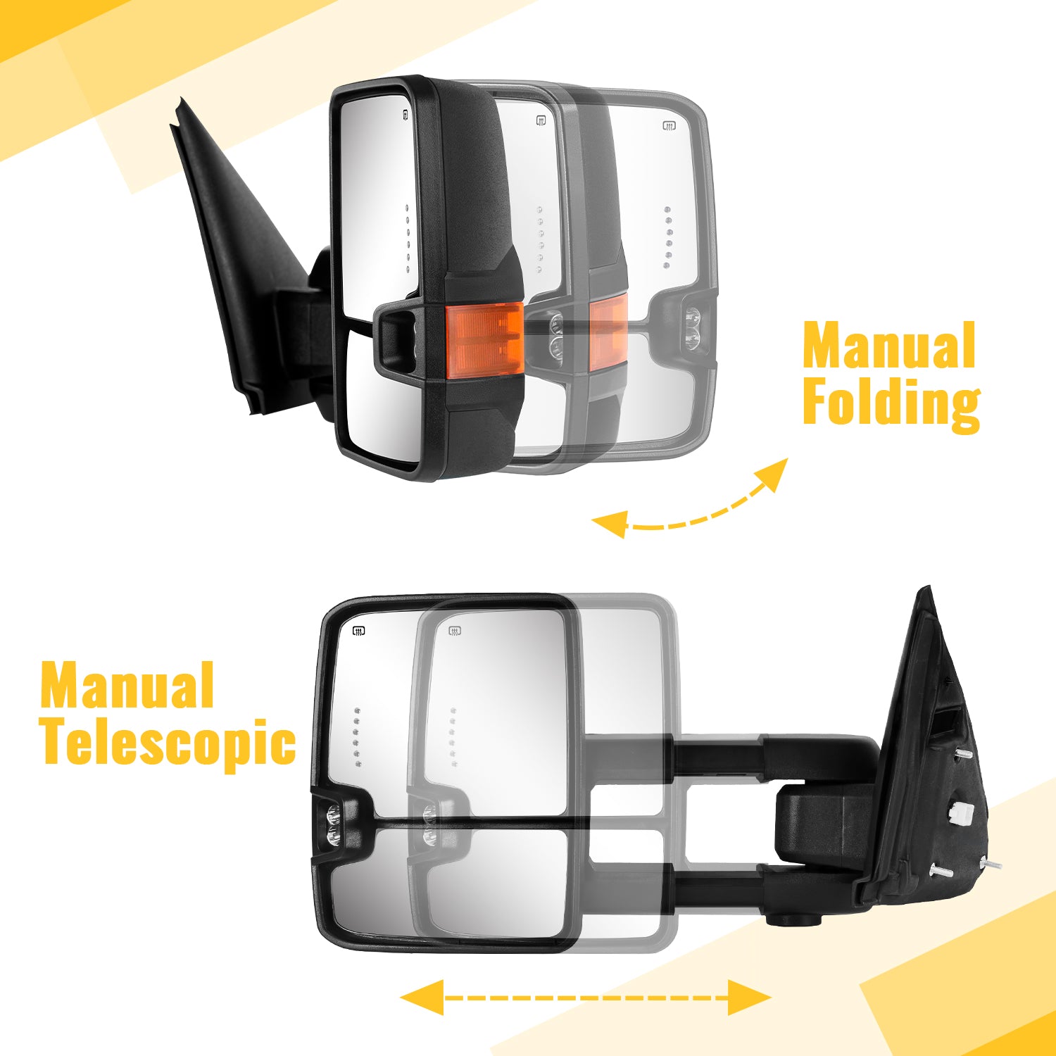 Sanooer Towing Mirrors for 2002-2009 Dodge Ram 1500 2500 3500 Multifunction Pair Set