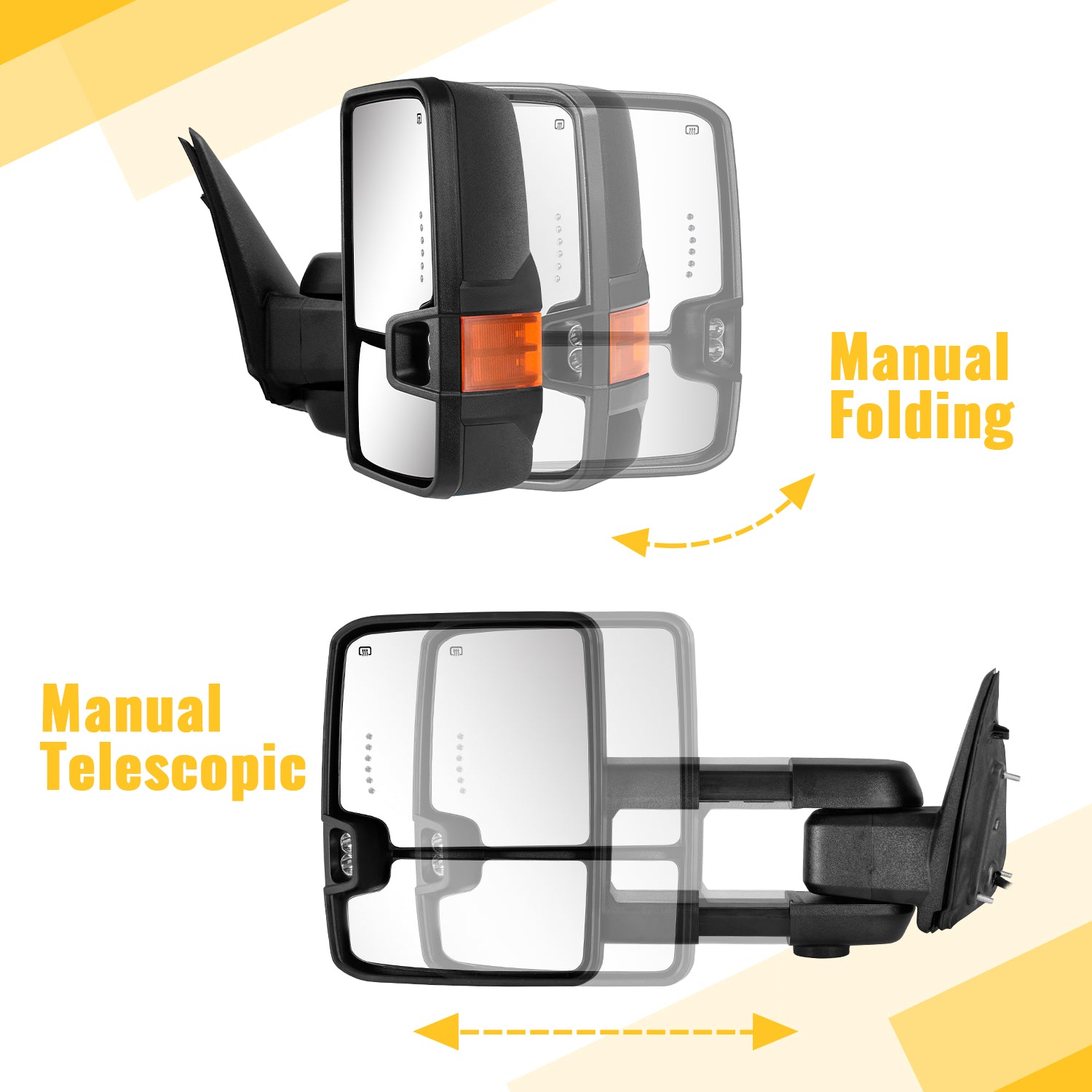 Sanooer Towing Mirrors for 2009-2018 Ram 1500 2019-2024 Ram 1500 Classic Extendable Telescopic Multifunction