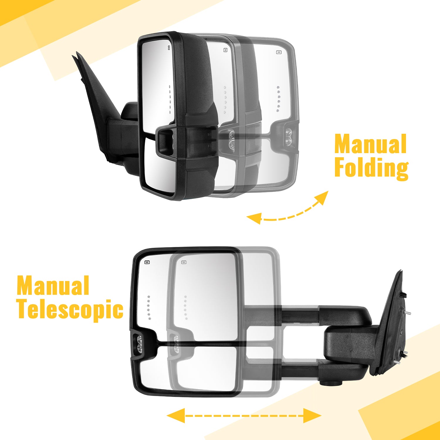 Sanooer Custom Telescopic Towing Mirror for 2002-2024 Dodge RAM 1500 2500 3500