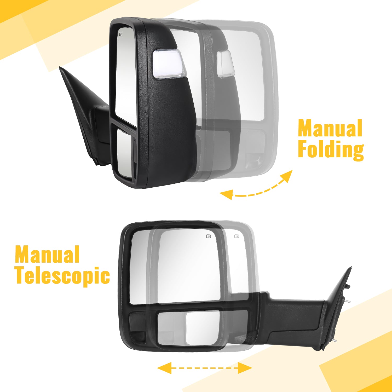 Sanooer Custom Telescopic Towing Mirror for 2002-2024 Dodge RAM 1500 2500 3500