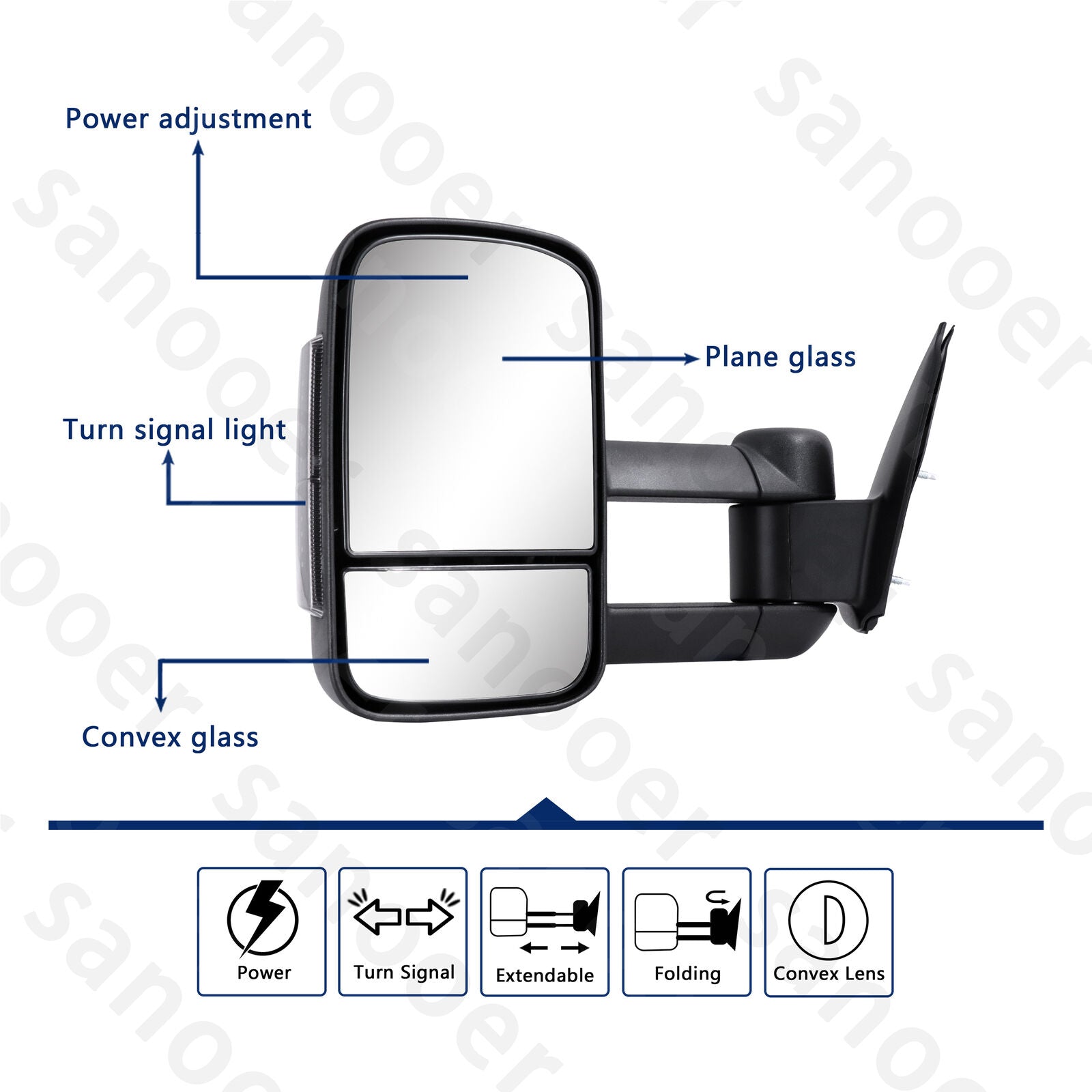 Pair Towing Mirror for 2005-2015 Toyota Hilux Extendable with Electric Indicator