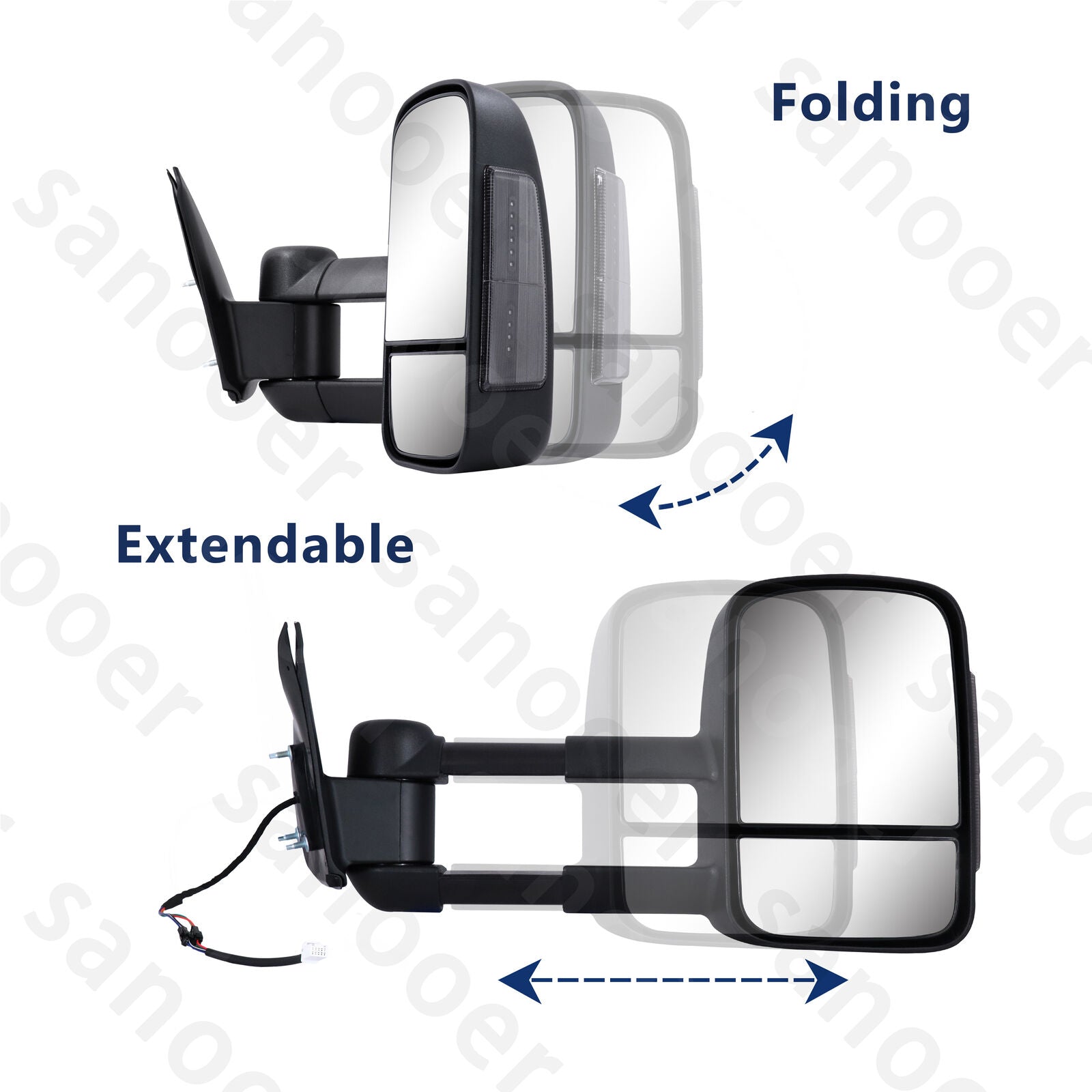 Pair Towing Mirror for 2005-2015 Toyota Hilux Extendable with Electric Indicator