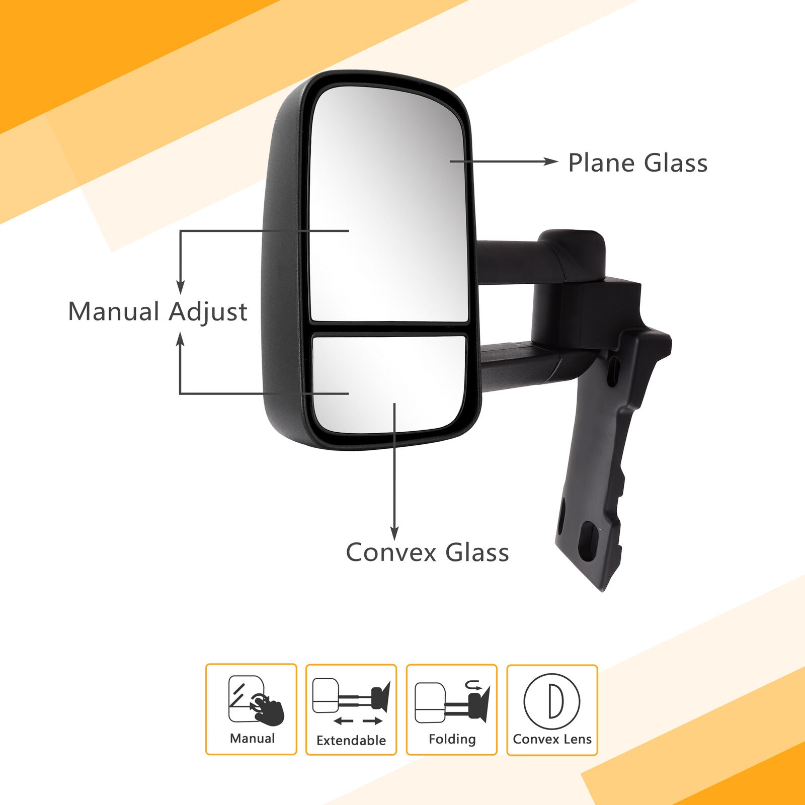 Sanooer Manual Fold Tow Mirrors for 1984-2022 Toyota LandCruiser 70 75 76 78 79