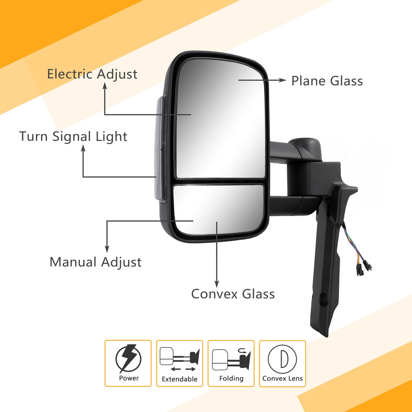 Towing Mirrors 1984-2022 LandCruiser 70-79 Series Power Glass Smoked Indicator