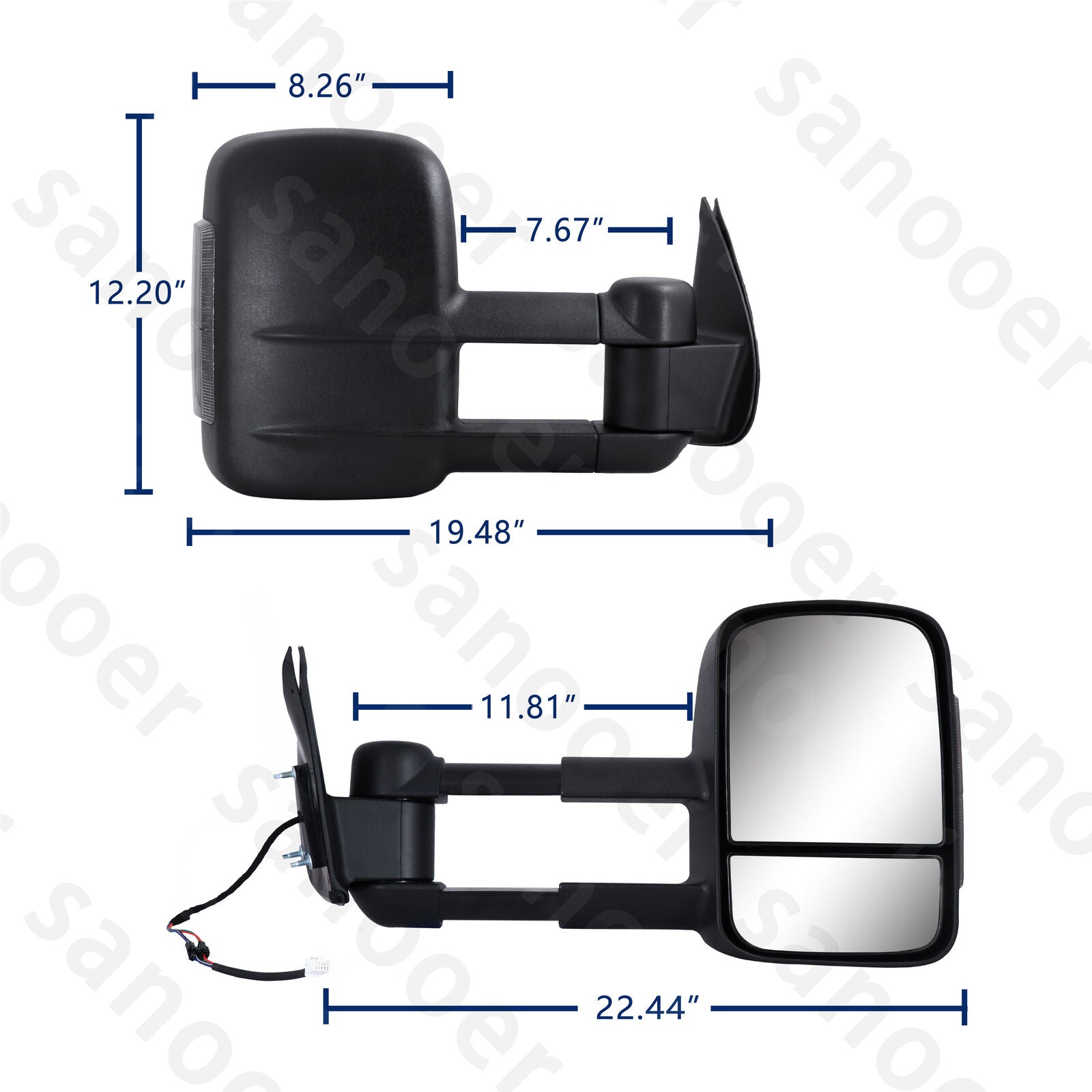 Pair Towing Mirror for 2005-2015 Toyota Hilux Extendable with Electric Indicator