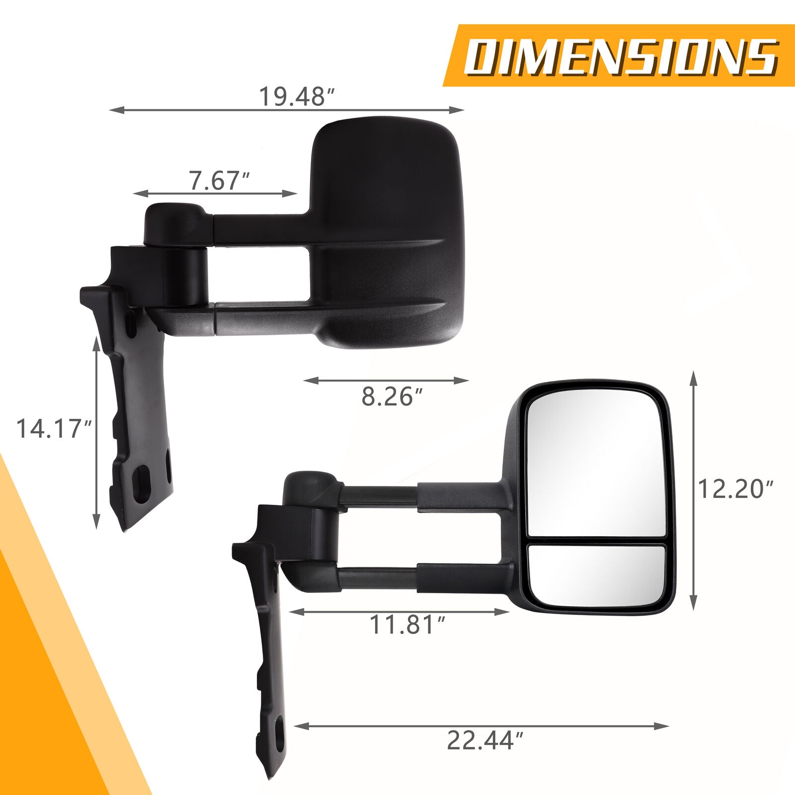 Sanooer Manual Fold Tow Mirrors for 1984-2022 Toyota LandCruiser 70 75 76 78 79