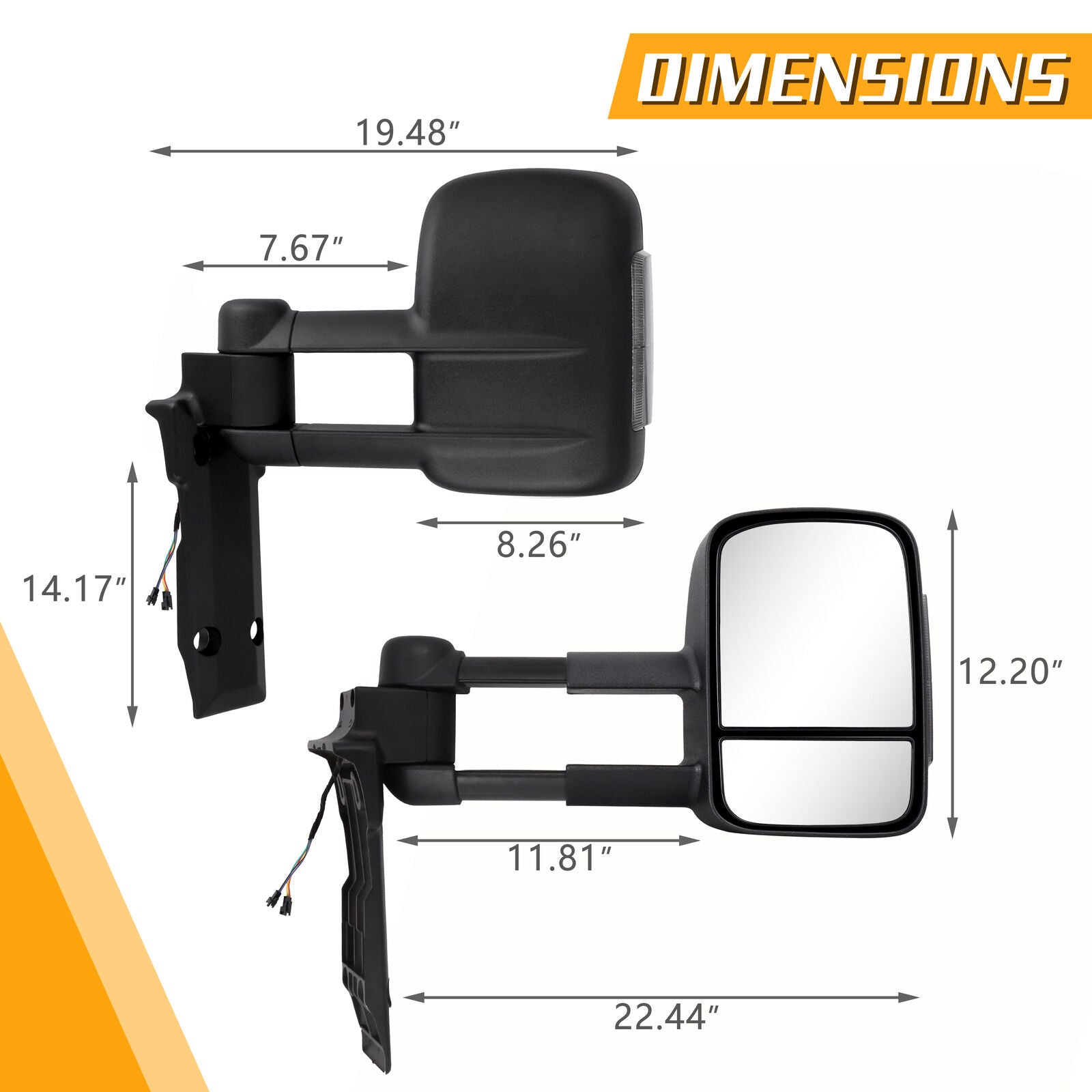 Towing Mirrors 1984-2022 LandCruiser 70-79 Series Power Glass Smoked Indicator