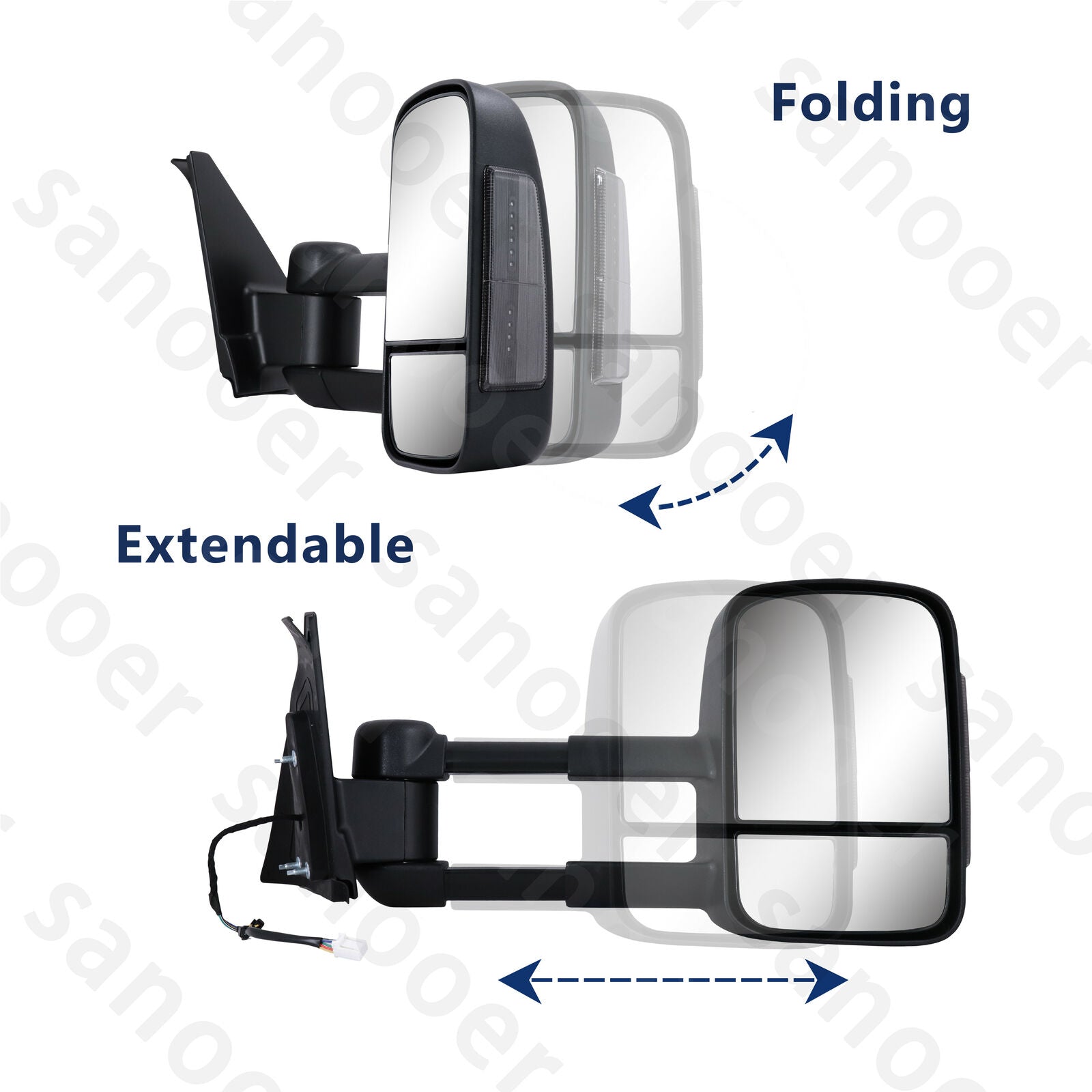 Sanooer Towing Mirrors Power Glass Smoked Signal for 2006-2019 Mitsubishi Pajero