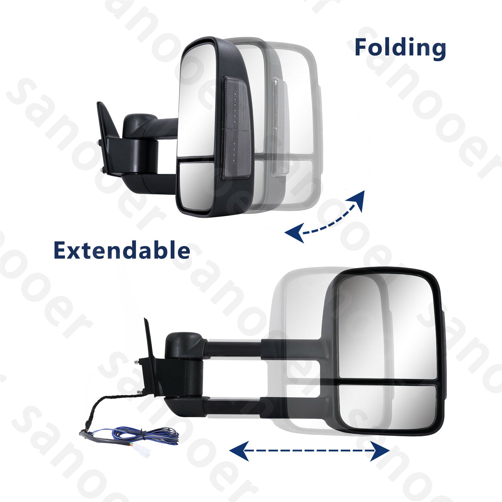 Sanooer Towing Mirrors Power Glass for 1990-1998 Toyota Land Cruiser 80 Series