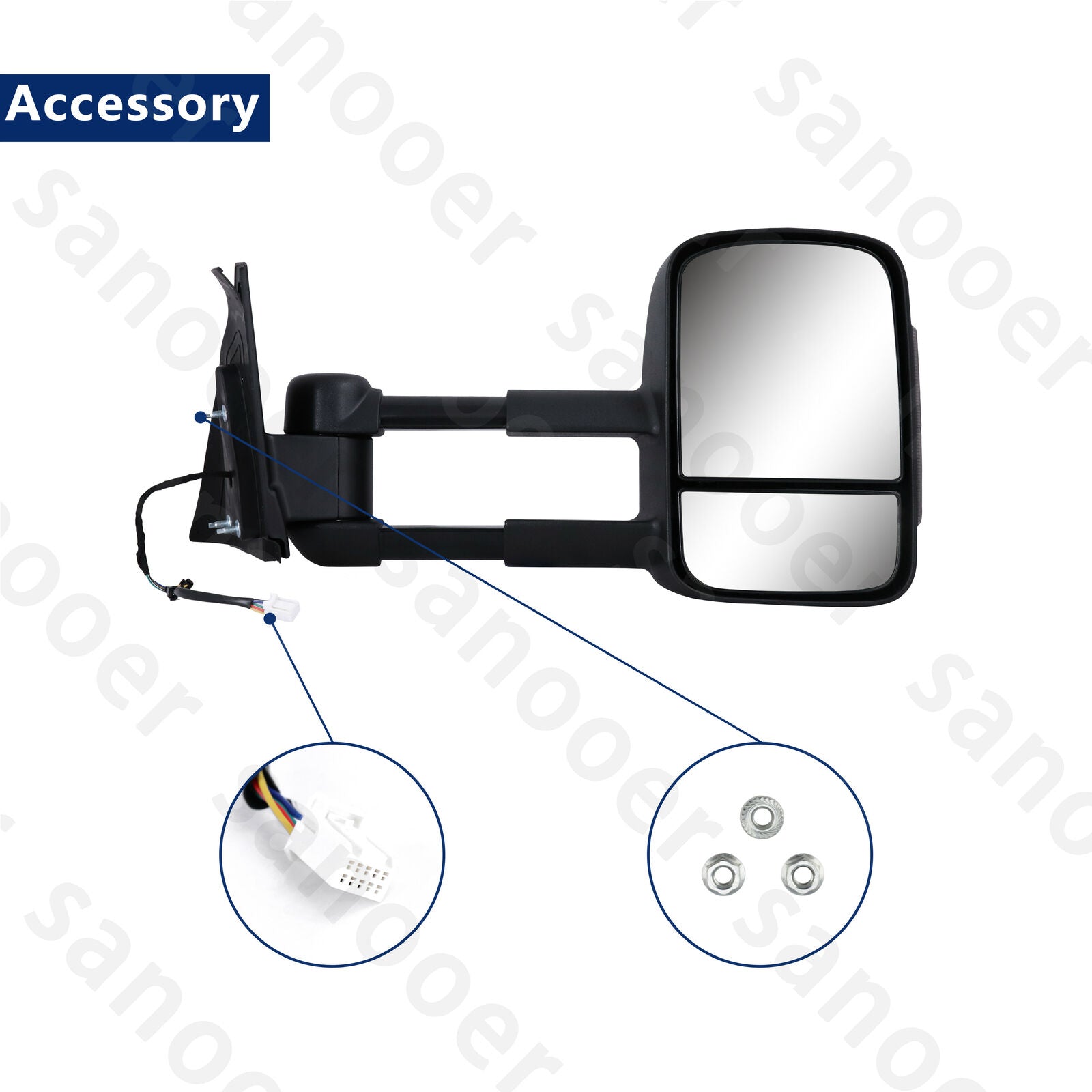 Sanooer Towing Mirrors Power Glass Smoked Signal for 2006-2019 Mitsubishi Pajero