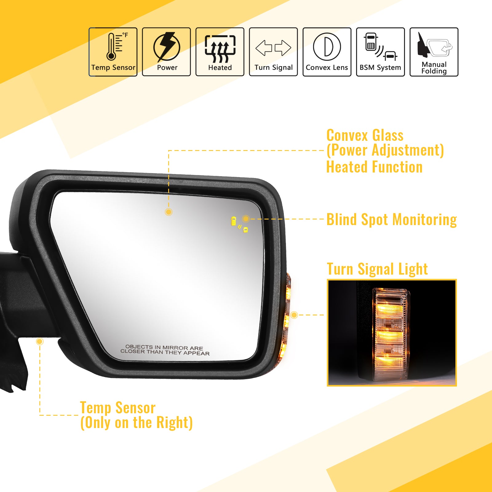 Sanooer 2021-2025 Ford F150 Side Mirror