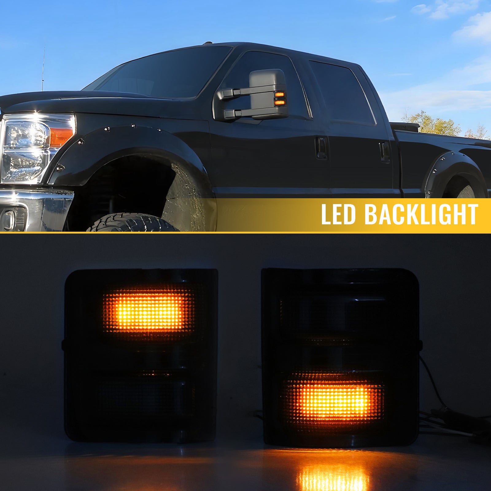 Sanooer LED Side Mirror Lens Marker Lights Turn Signal Lamp Running Light for F250 F350 F450 F550 Super Duty 2008-2016