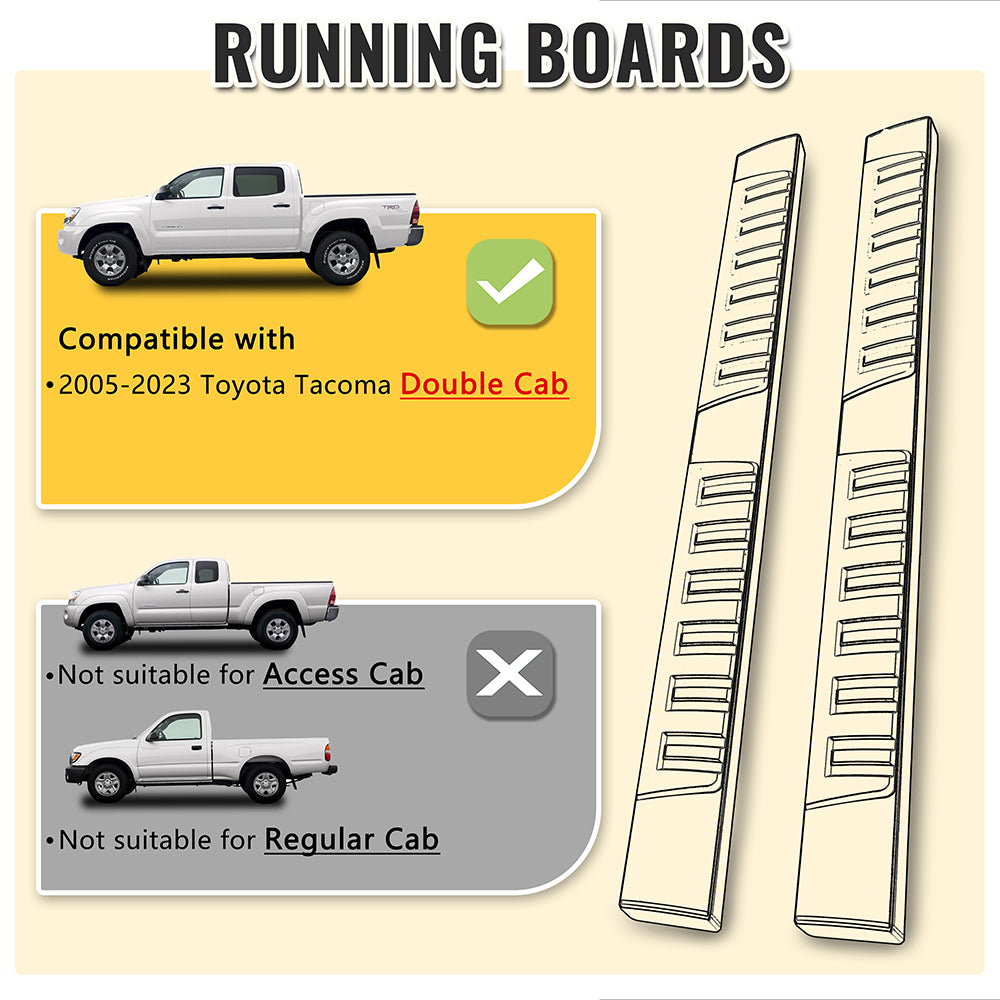 Running Boards for 05-23 Toyota Tacoma Double Cab