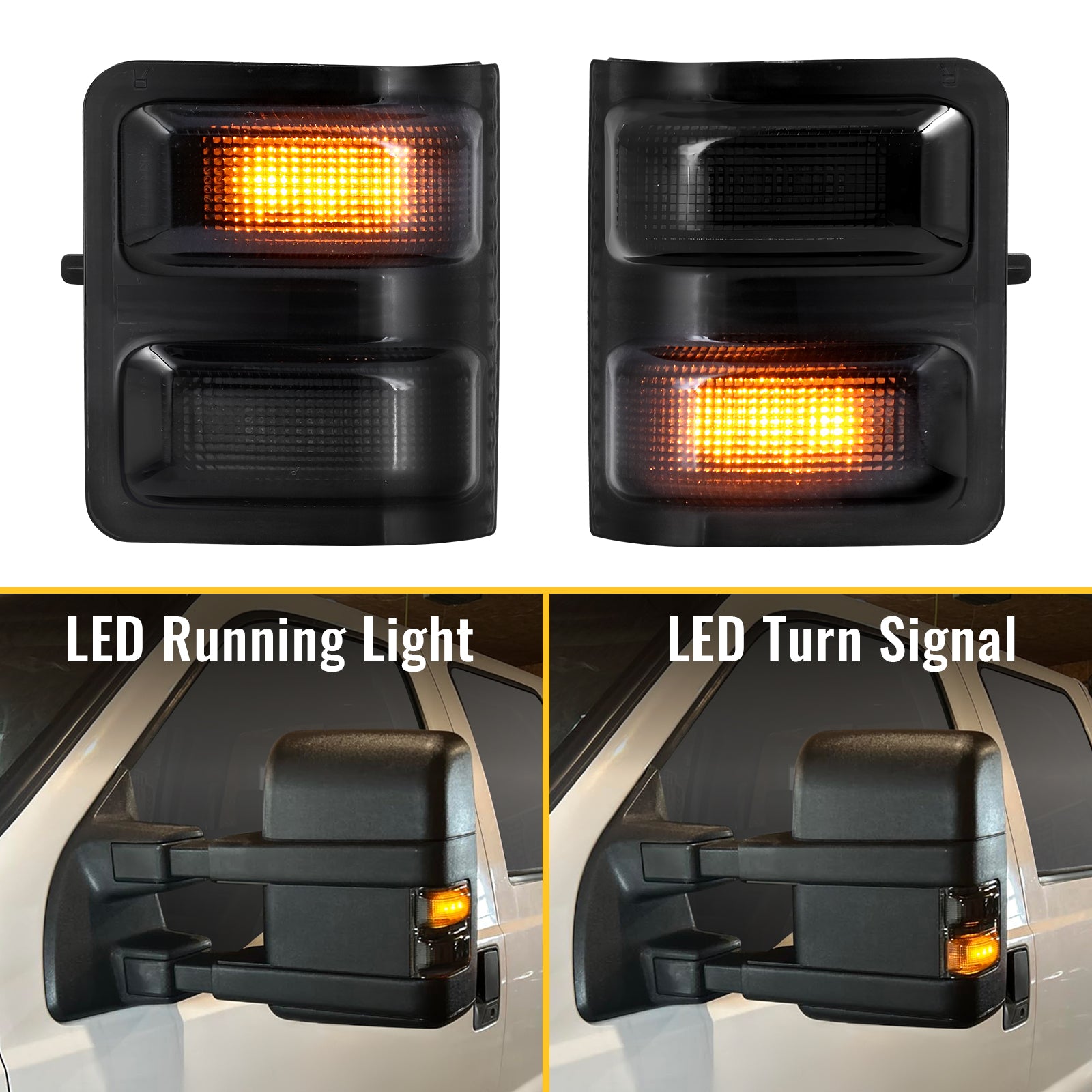 Sanooer LED Side Mirror Lens Marker Lights Turn Signal Lamp Running Light for F250 F350 F450 F550 Super Duty 2008-2016