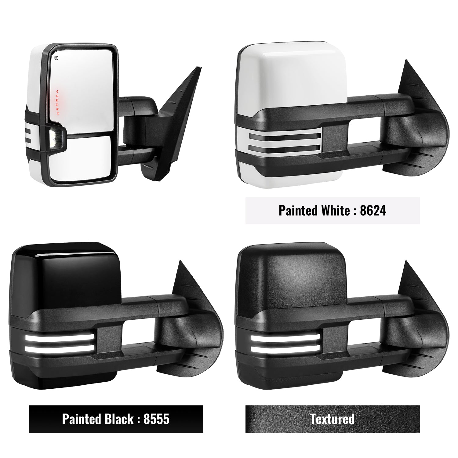 Sanooer Design Custom Extendable Telescopic Towing Mirror for 2007 New body - 2013 Chevy Silverado GMC Sierra etc