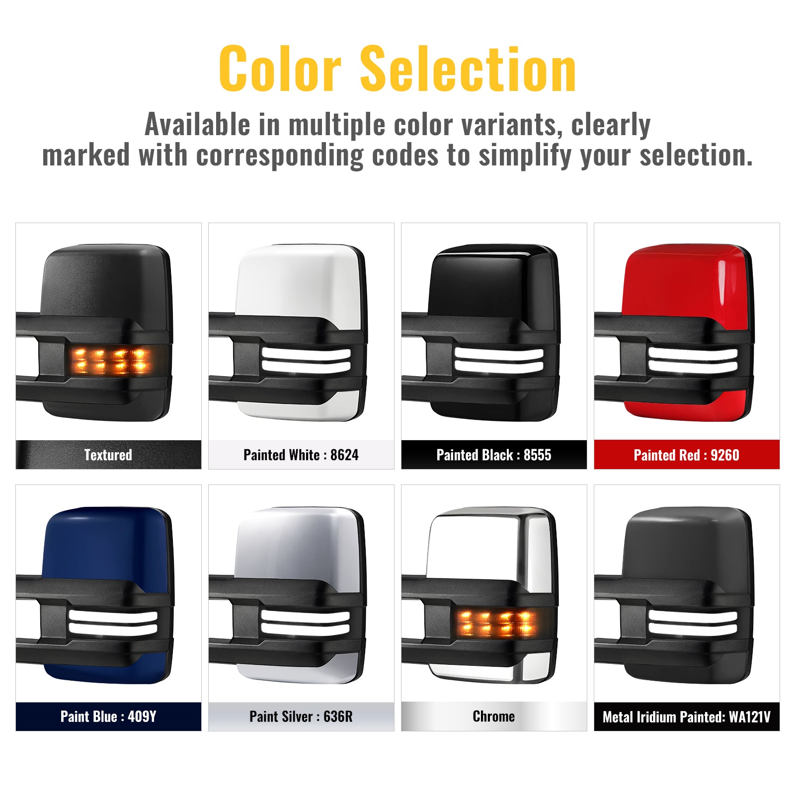 Sanooer Towing Mirror Color Options