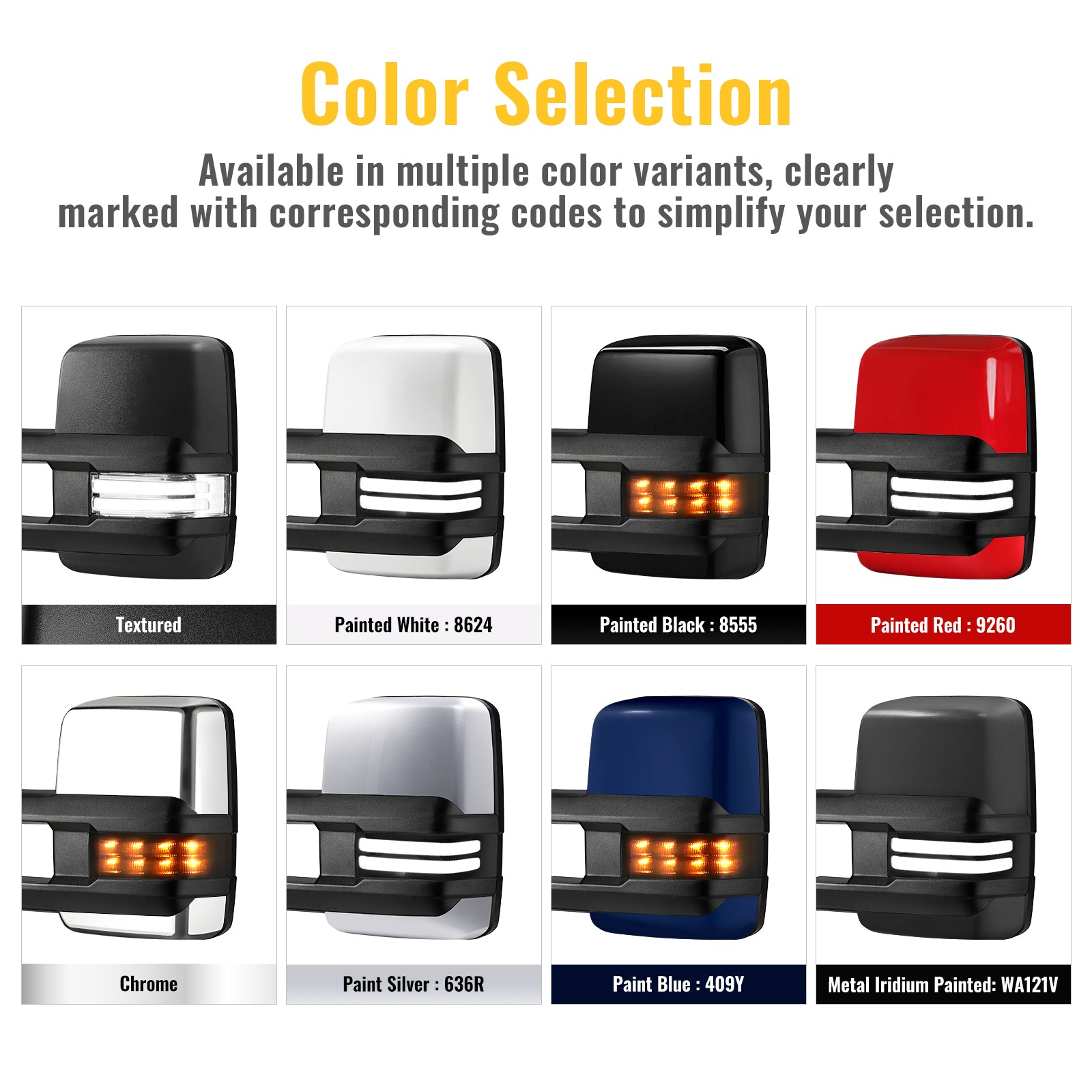 Sanooer 2007-2013 Silverado Sierra 1500 2500/3500 HD Towing Mirrors-Chrome & Switchback