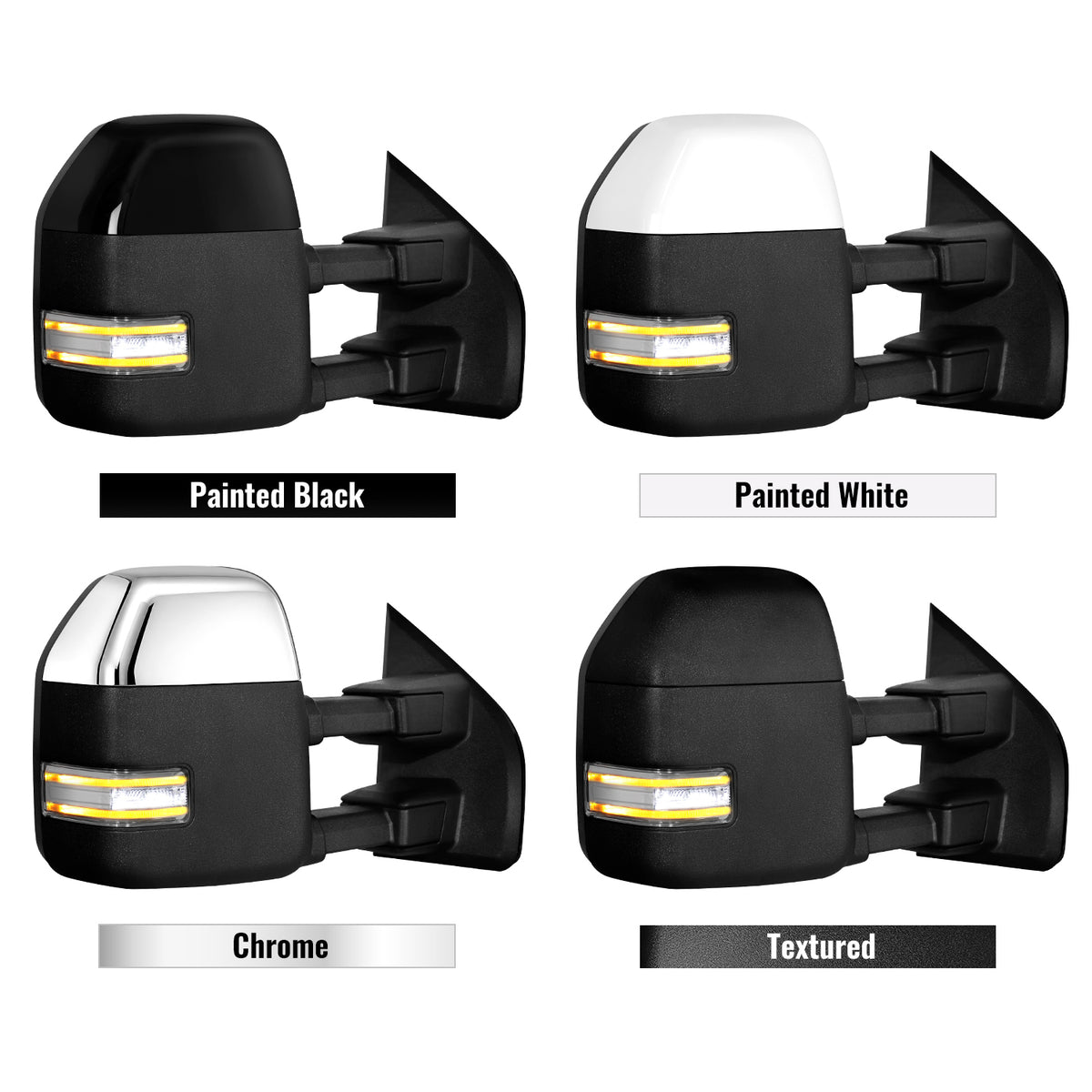 Sanooer Tow Mirrors for 2021-2026 Ford F150, 2023-2026 F250 F350 F450 - Heated Adjustable LED Signal