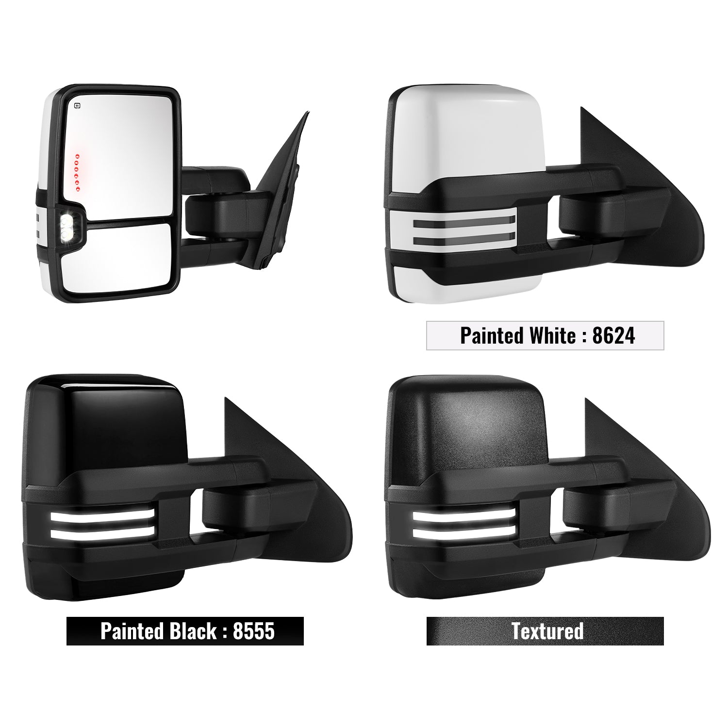 Sanooer Design Custom Extendable Telescopic Towing Mirror for 2014 - 2019 CHEVY Silverado GMC Sierra etc.