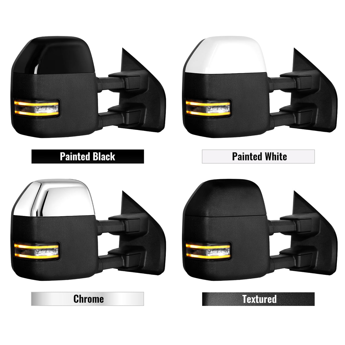 Sanooer Tow Mirrors for 2021-2026 Ford F150, 2023-2026 F250 F350 F450 - Heated Adjustable LED Signal