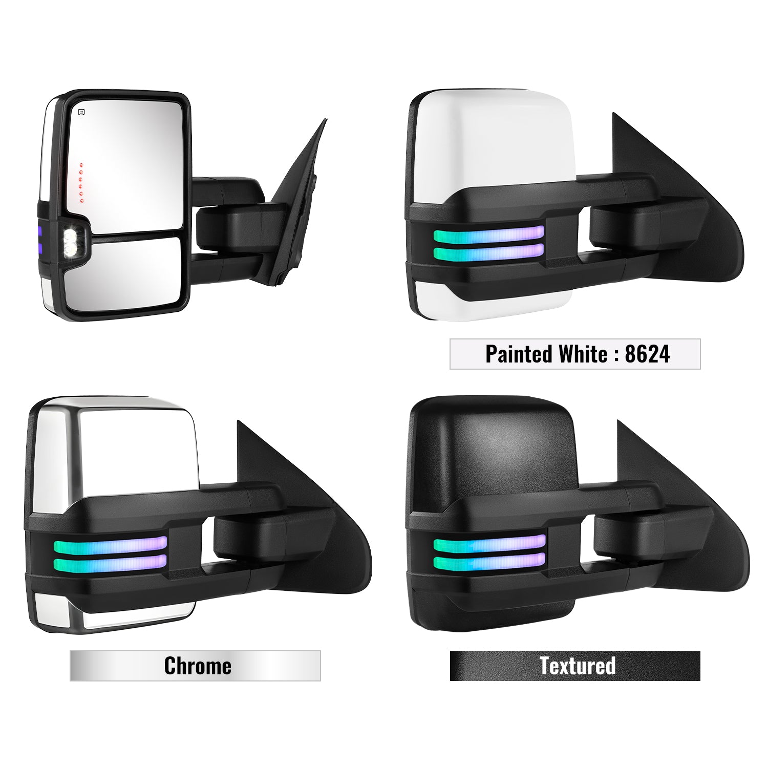 Custom Extendable Telescopic Towing Mirror for 2014 - 2019 CHEVY Silverado GMC Sierra etc.