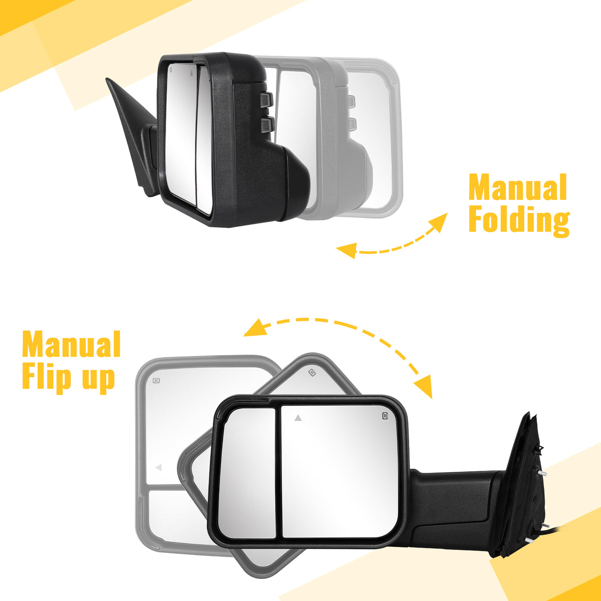 Sanooer Switchback Tow Mirrors for 2019-2022 Dodge Ram 2500 3500 - Explore Multiple Configurations