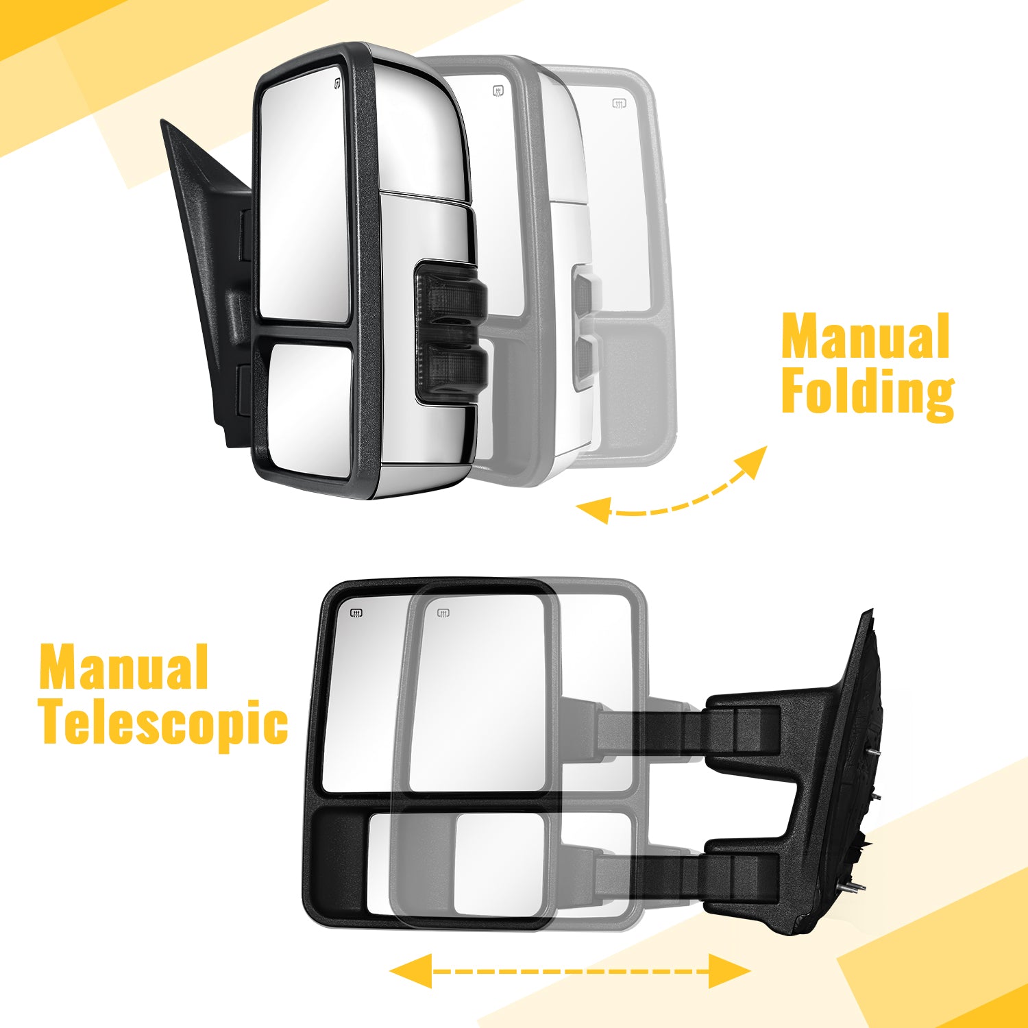 Sanooer 1999-2016 F250 F350 F450 F550 Super Duty Truck Towing Mirrors-Smoke Lens