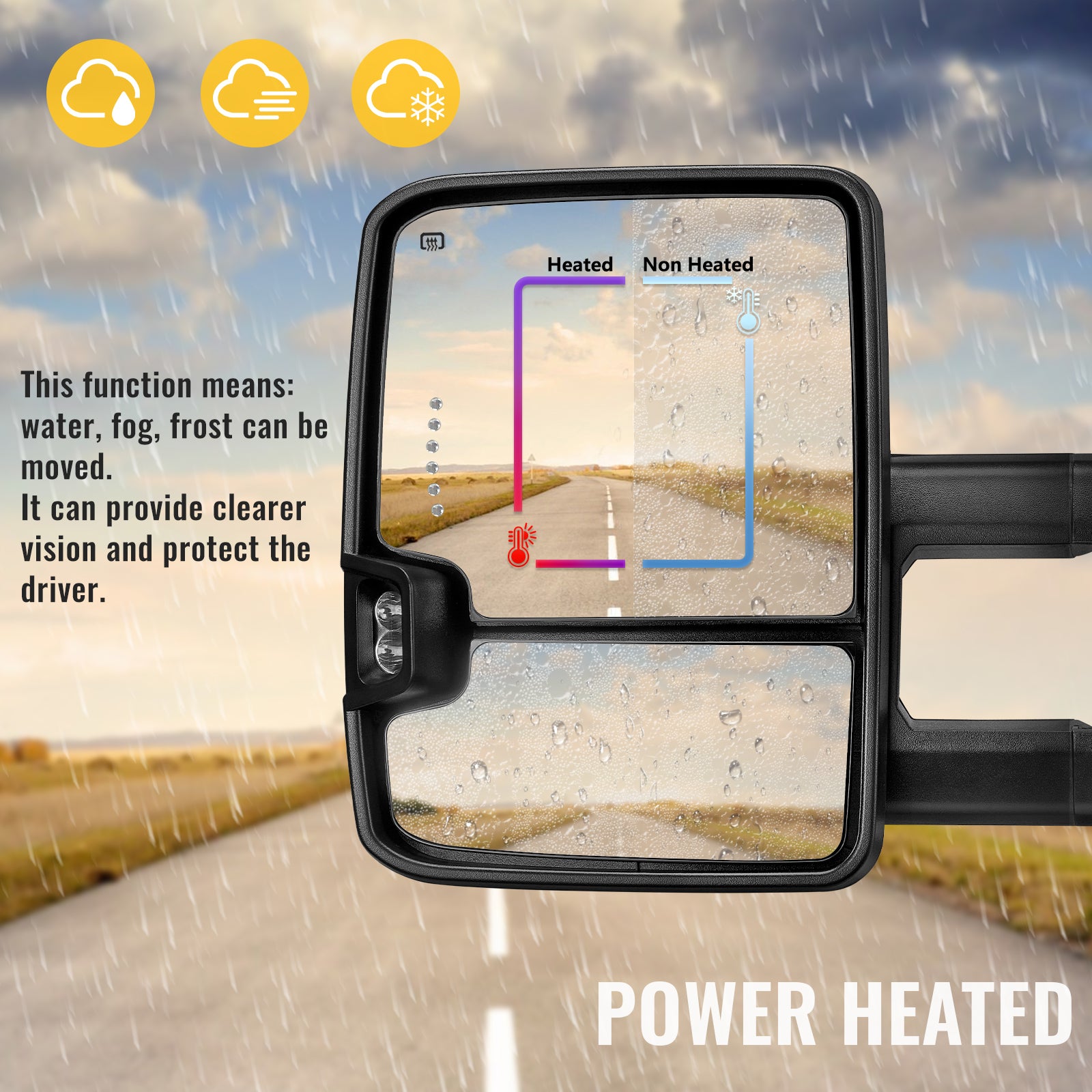Custom Extendable Telescopic Towing Mirror for 2014 - 2019 CHEVY Silverado GMC Sierra etc.