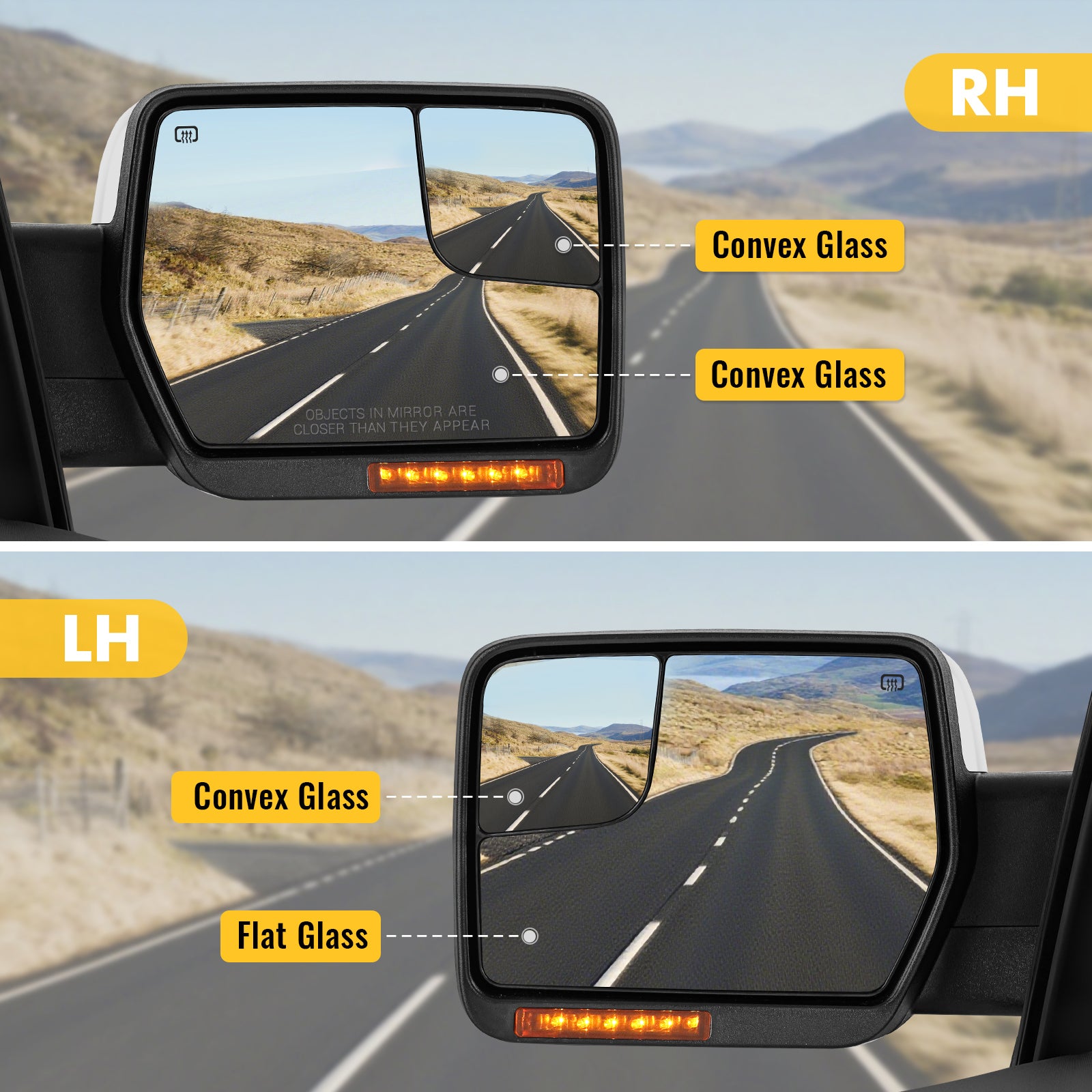 Sanooer 2004-2014 Ford F150 Pickup Truck Towing Mirror - Pair