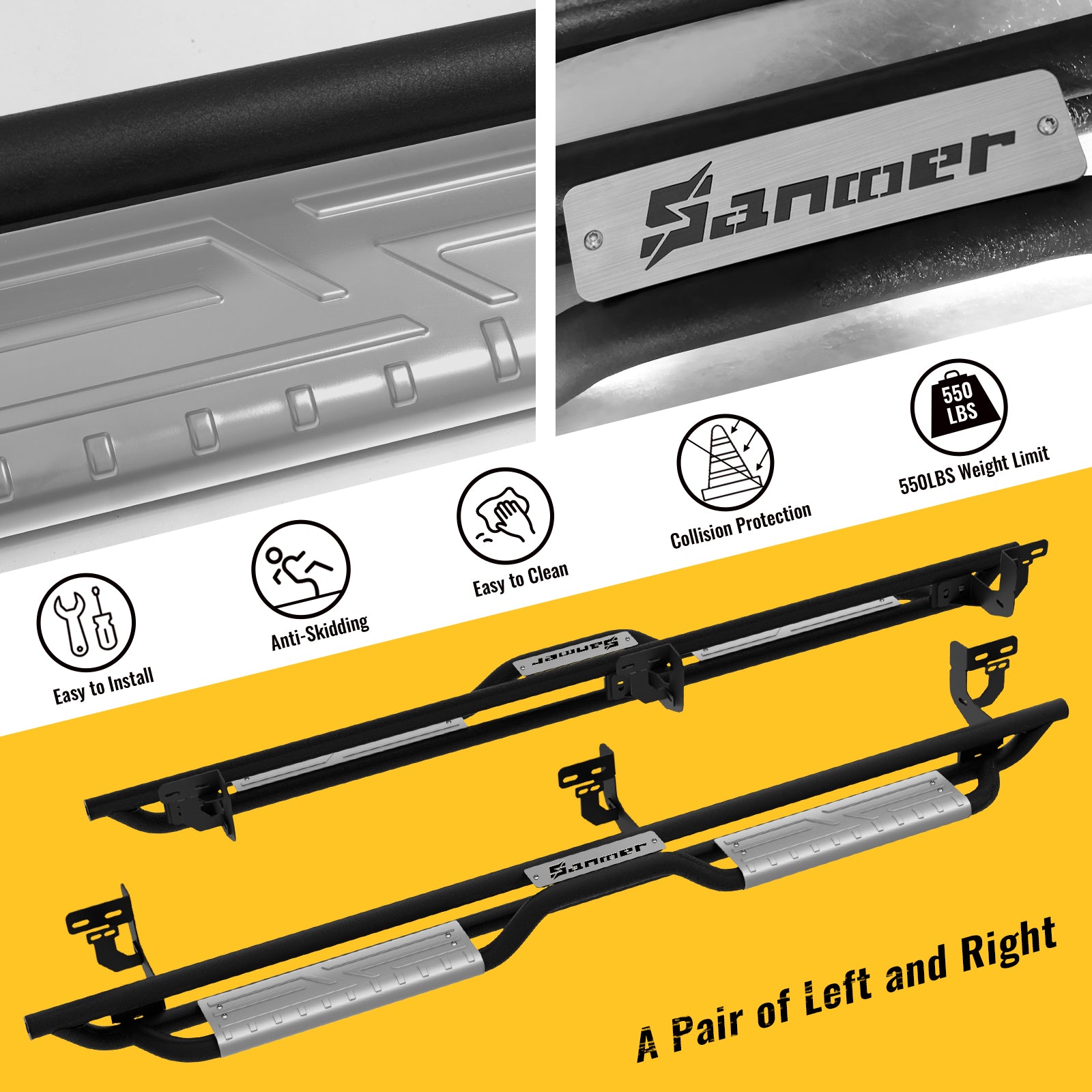 Sanooer 2009-2018 RAM 1500 2010-2026 RAM 2500 3500 Crew Cab Running Boards