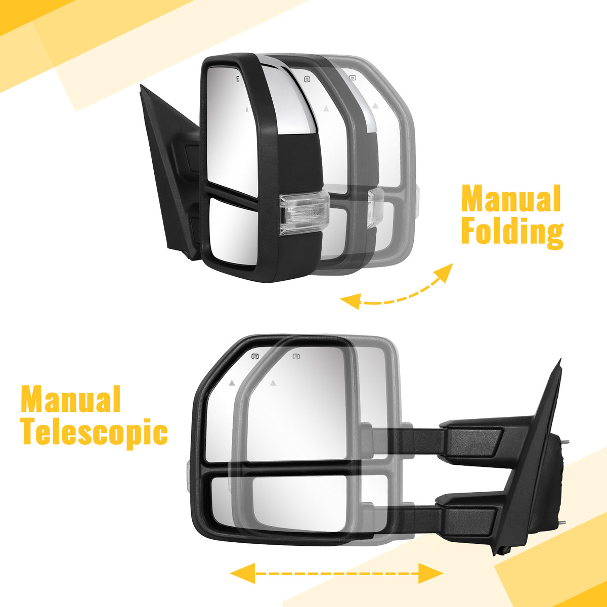 Sanooer Tow Mirrors for 2021-2026 Ford F150, 2023-2026 F250 F350 F450 - Heated Adjustable LED Signal