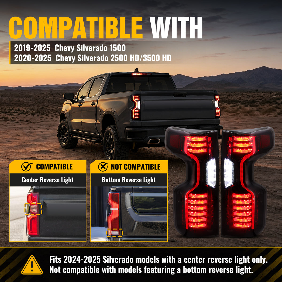 Sanooer 2019-2025 Silverado 1500 2500HD 3500HD Tail Light