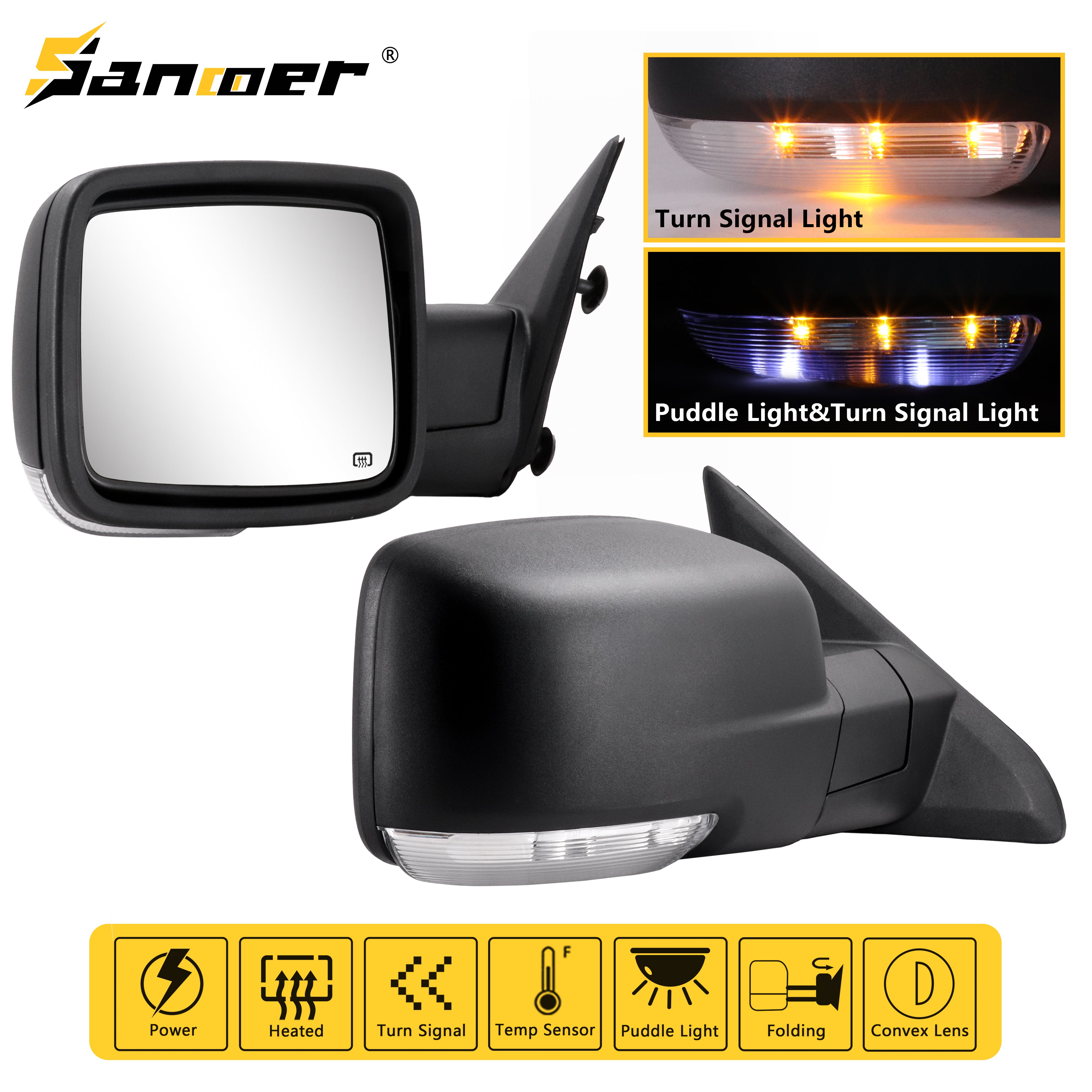 Towing Mirrors For 2009-2018 Dodge Ram 1500, 2010-2018 Dodge Ram 2500 3500