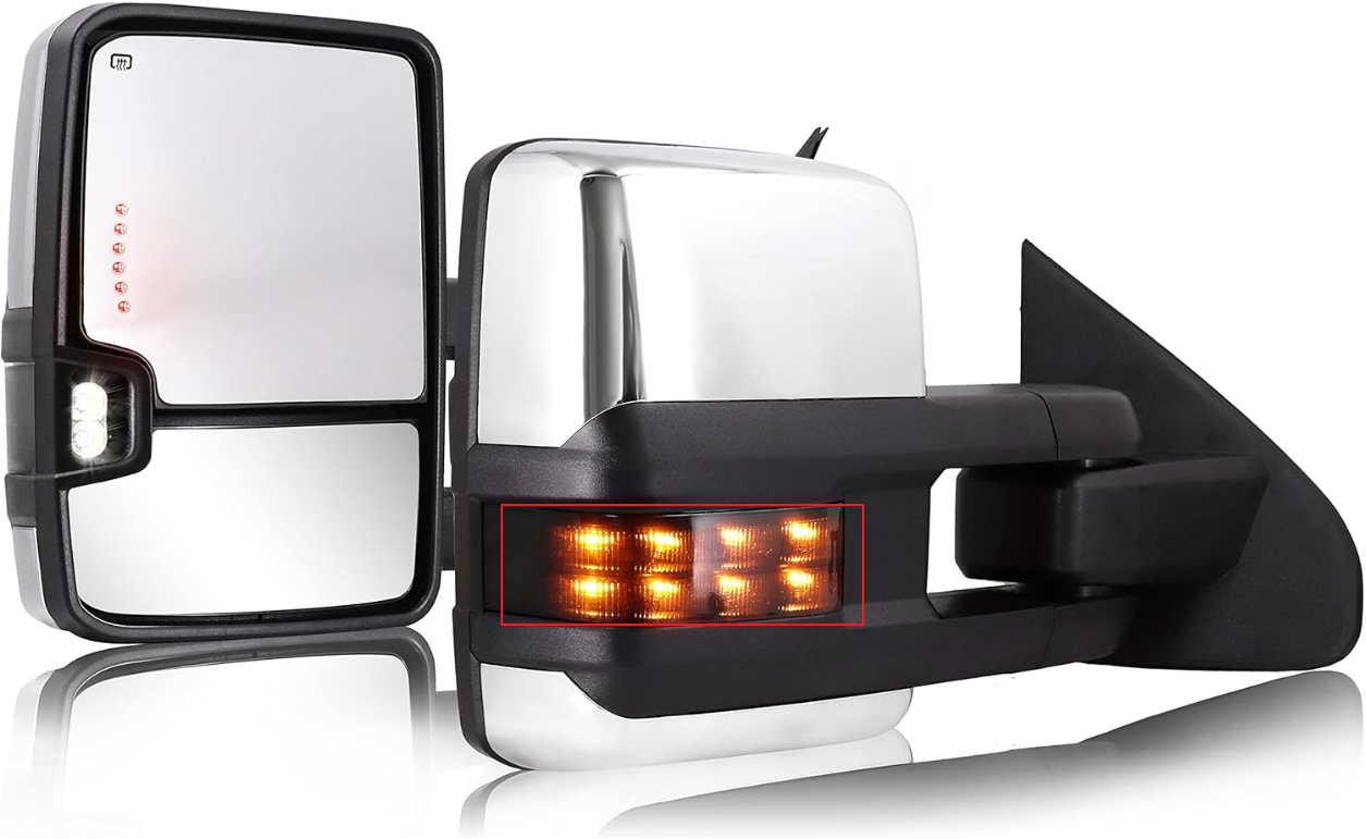 A backlight on the passenger side of chevy mirrors