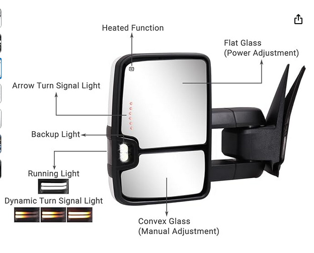 Chrome back 2005 Silverado drive side tow mirror