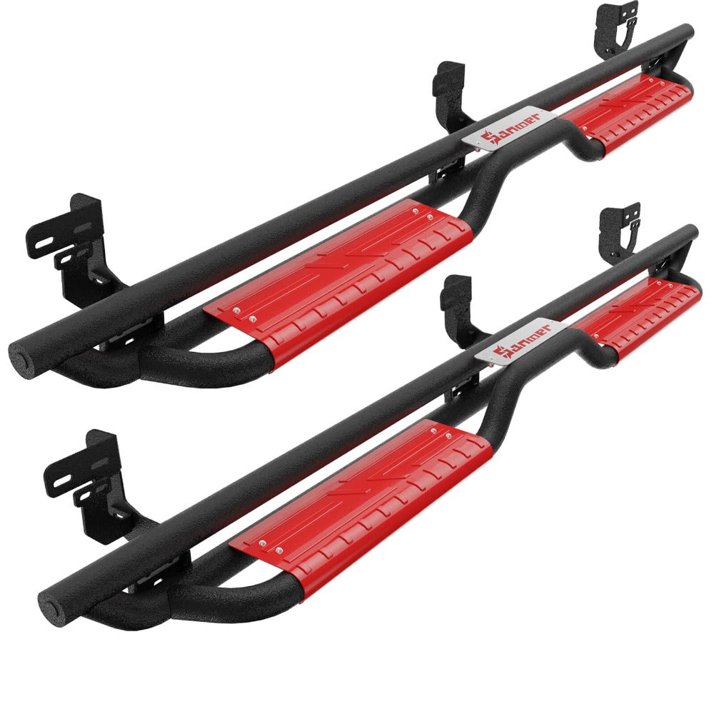 New-Gen-Running-Boards-for-09-18-RAM-1500-2500-3500-Crew-Cab-Red